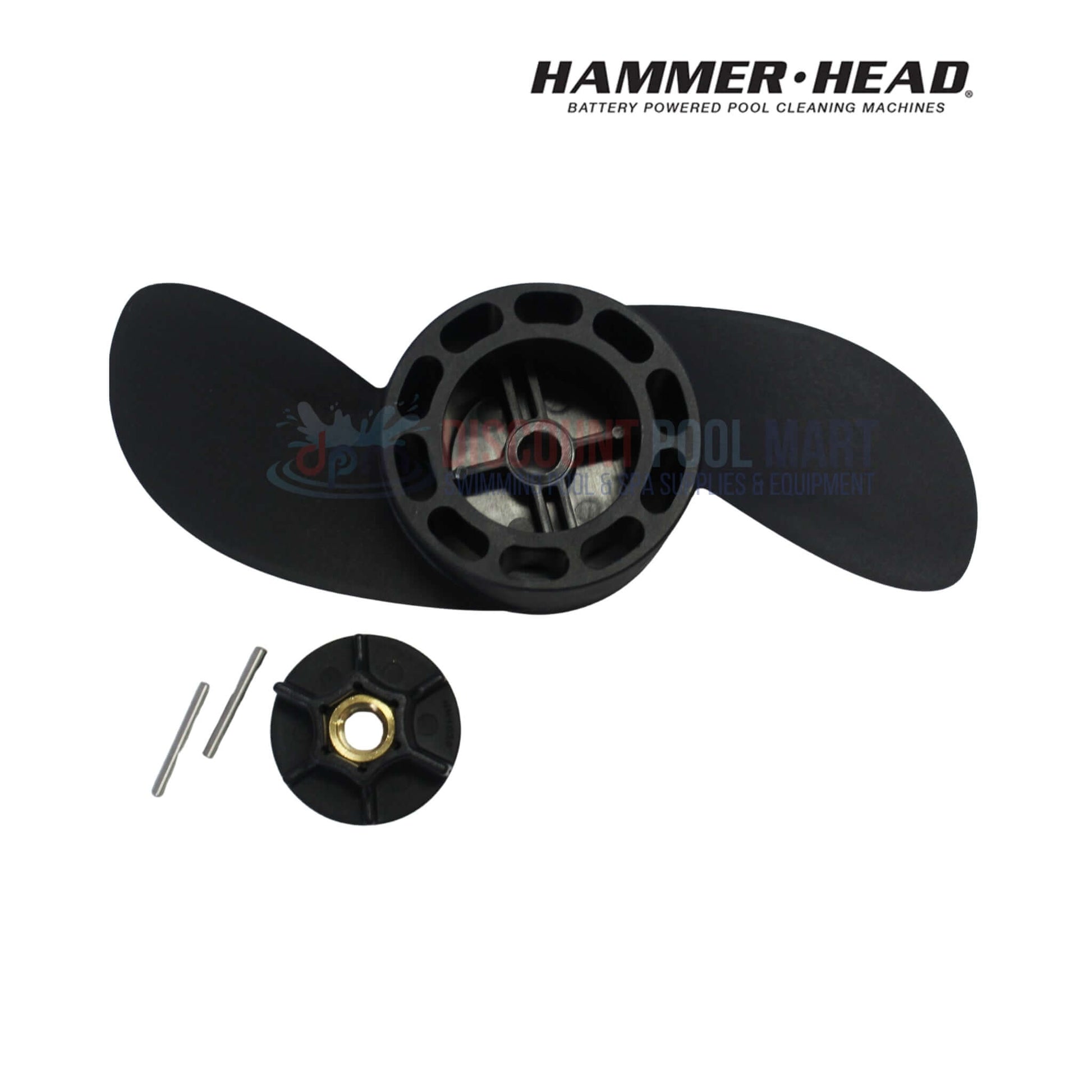 HH1004G | HammerHead Cleaner 2 Blade Propeller Kit in black with prop nut and pins, from Discount Pool Mart for pool supplies.