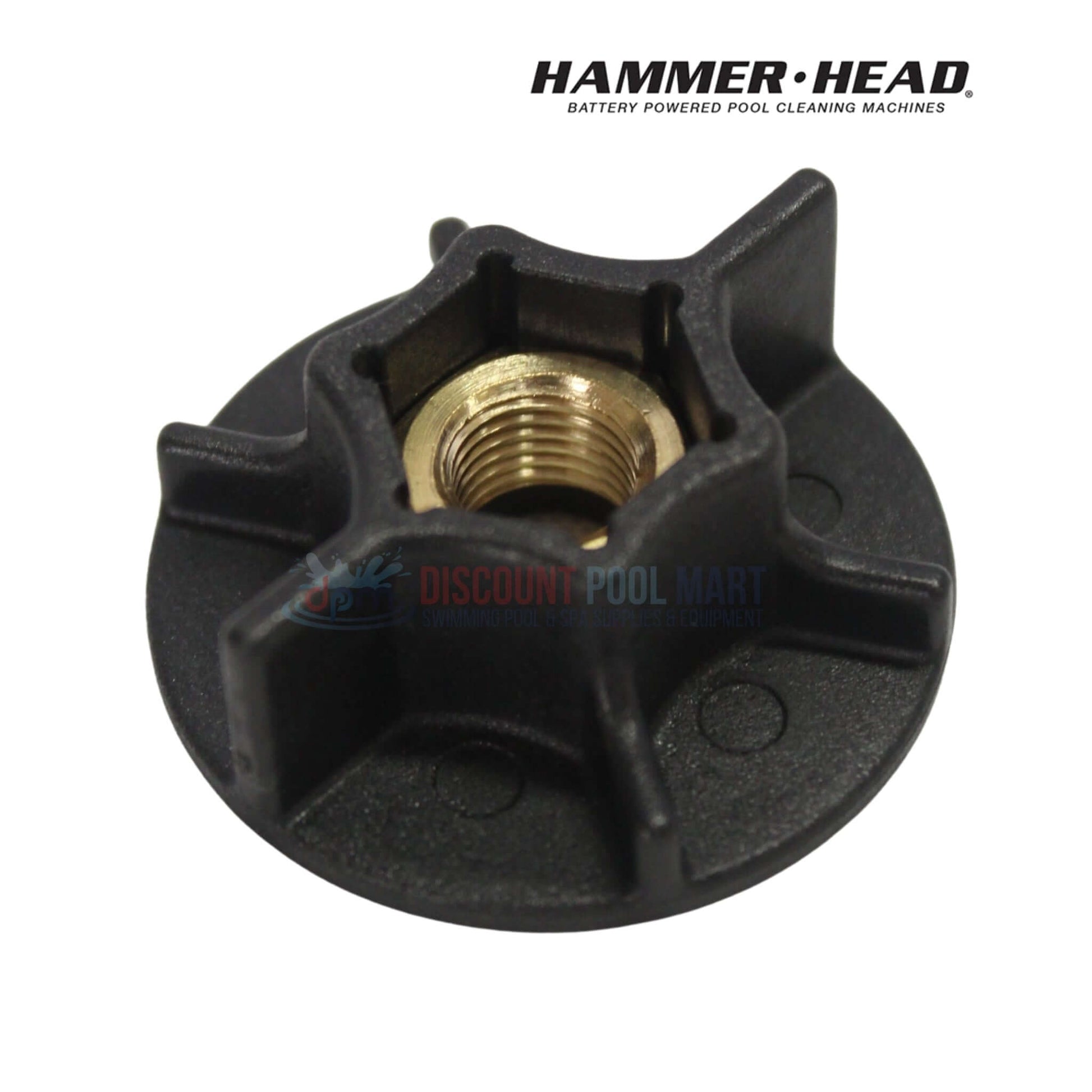 HH1020 | HammerHead Cleaner Motor Propeller Nut, black, top view showing threading, perfect for pool supplies from Discount Pool Mart.
