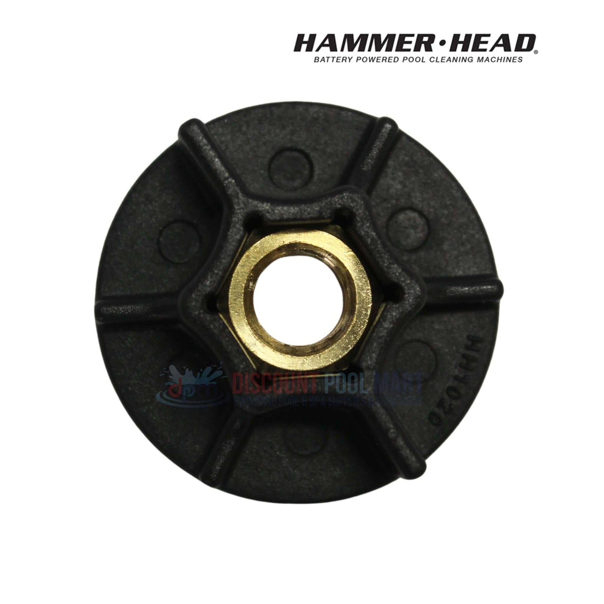 HH1020 | HammerHead Cleaner Motor Propeller Nut, black with brass center, essential replacement for pool cleaner parts. Discount Pool Mart.
