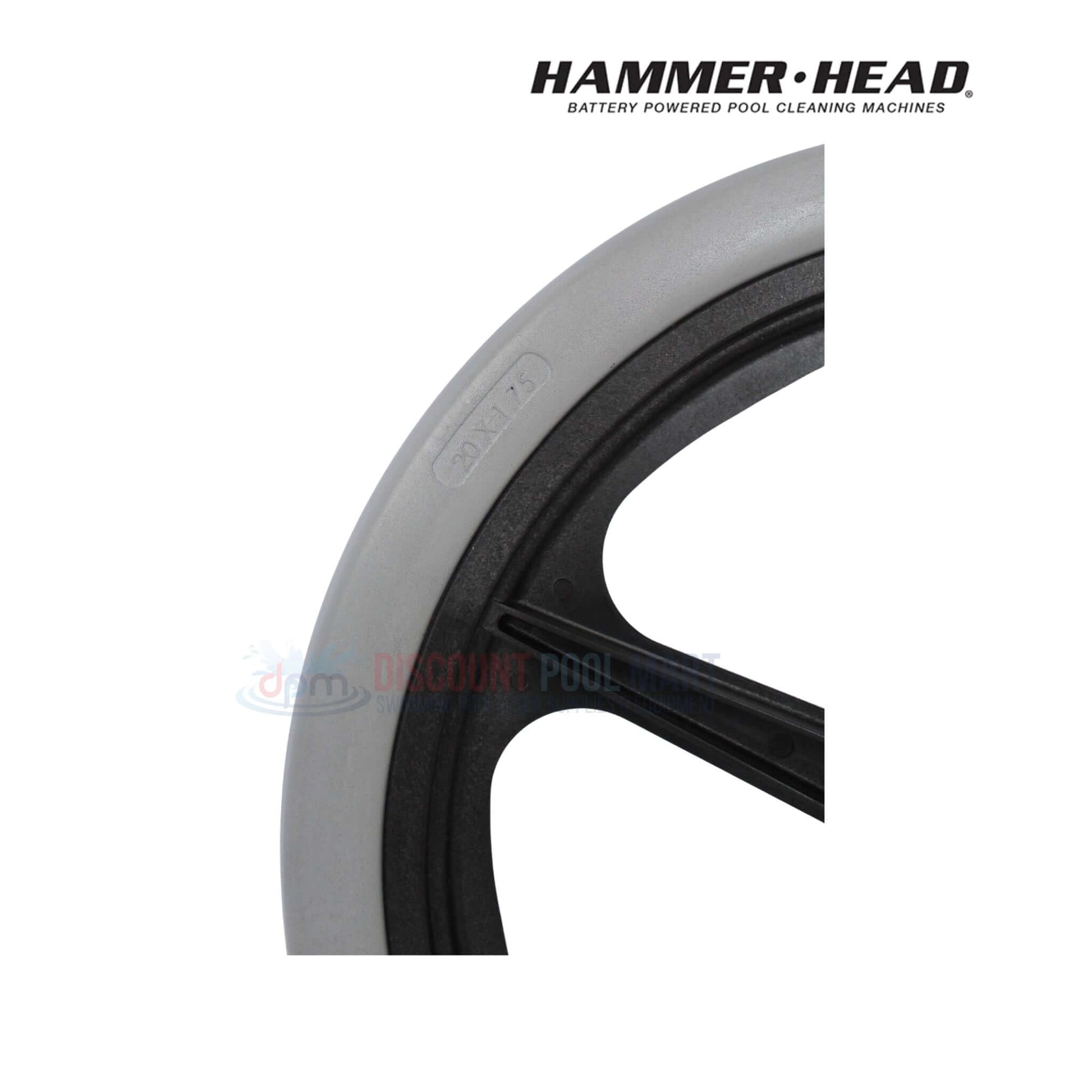 HH1050 | HammerHead Cleaner 20" Cart Wheel showing a durable airless tire in grey. Ideal for HammerHead service carts. Discount Pool Mart.