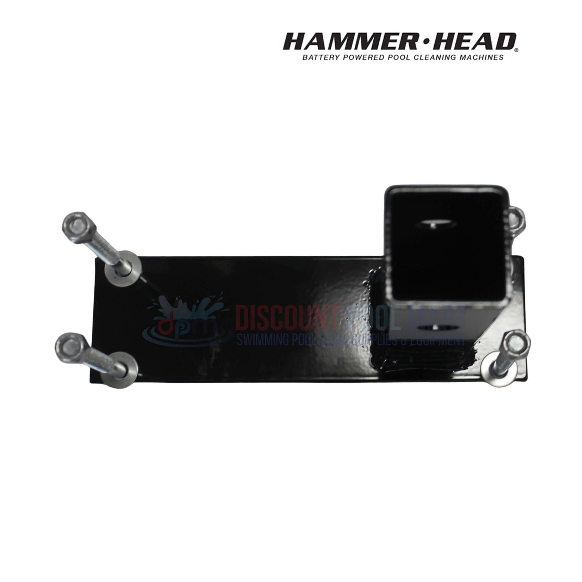HH1301 | HammerHead Cleaner 2" Hitch Adapter With U-Bolt, top view showing black metal, bolts for secure attachment at Discount Pool Mart.