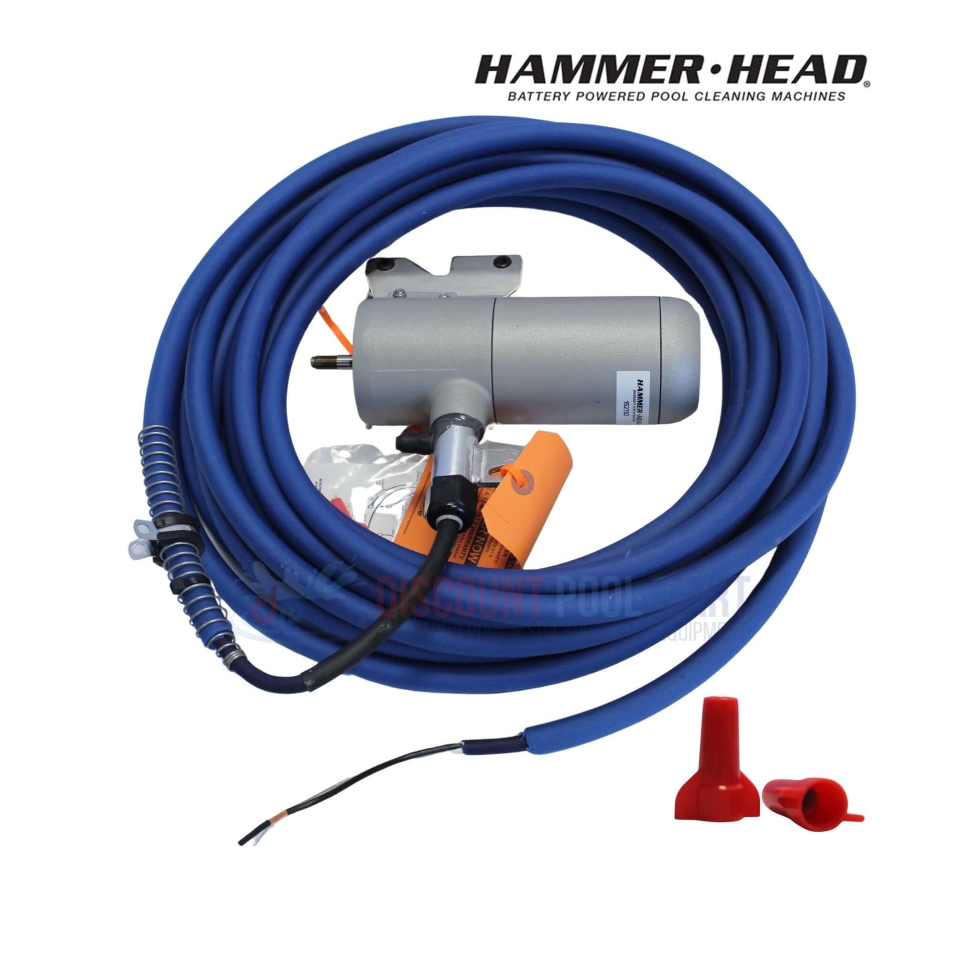 HH1305 | HammerHead Cleaner Motor With 40' Cord from Discount Pool Mart, showcasing motor assembly and durable blue cord.