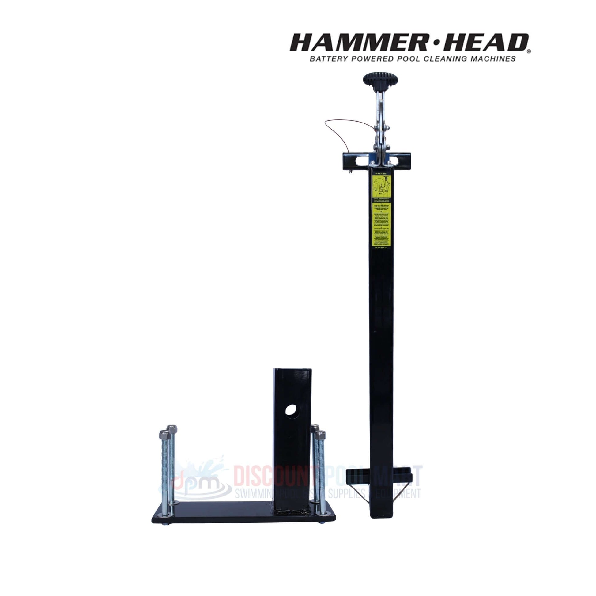 HH1306 | HammerHead Mount Assembly & Stainless Steel Clamp displayed in black with a durable latch for secure attachment, ideal for pool supplies.