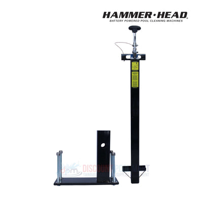 HH1306 | HammerHead Mount Assembly & Stainless Steel Clamp displayed in black with a durable latch for secure attachment, ideal for pool supplies.