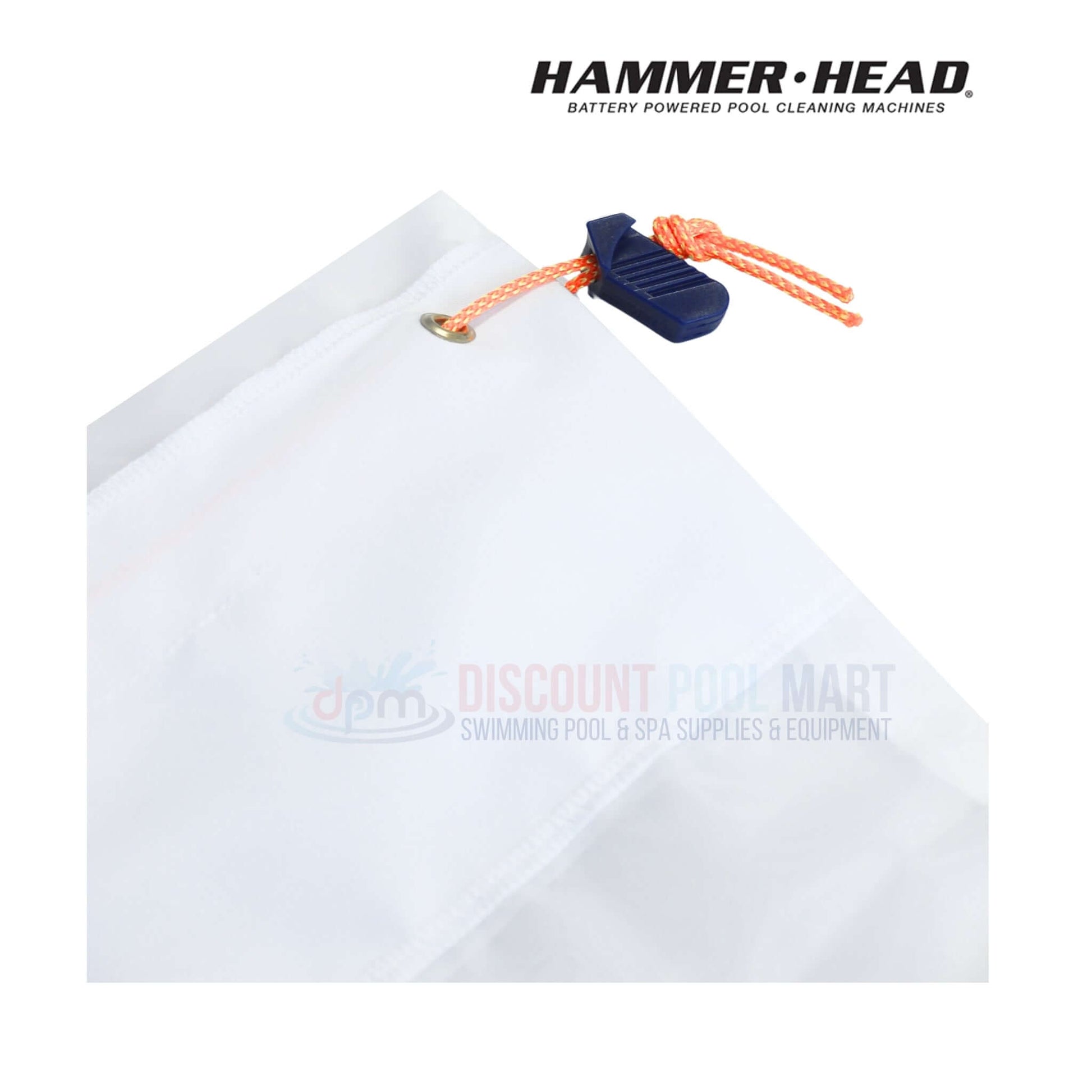 HammerHead HH1310-60 | HammerHead 21" Vacuum Head 60' Cord close-up, showing white fabric and orange cord, from Discount Pool Mart.