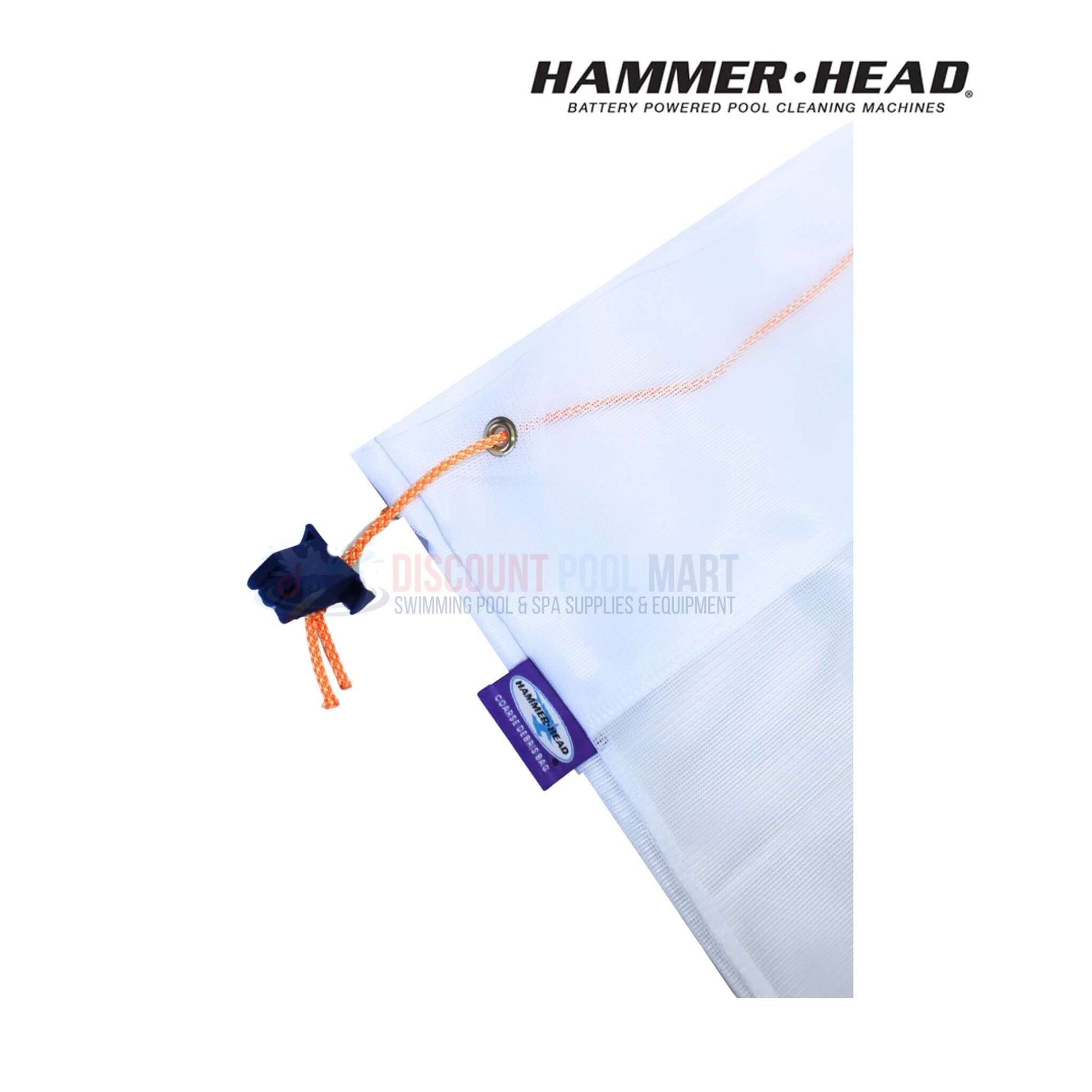 HH1502 | HammerHead Coarse 24" Debris Bag, durable mesh with orange drawcord, ideal for pool cleaning, Discount Pool Mart.