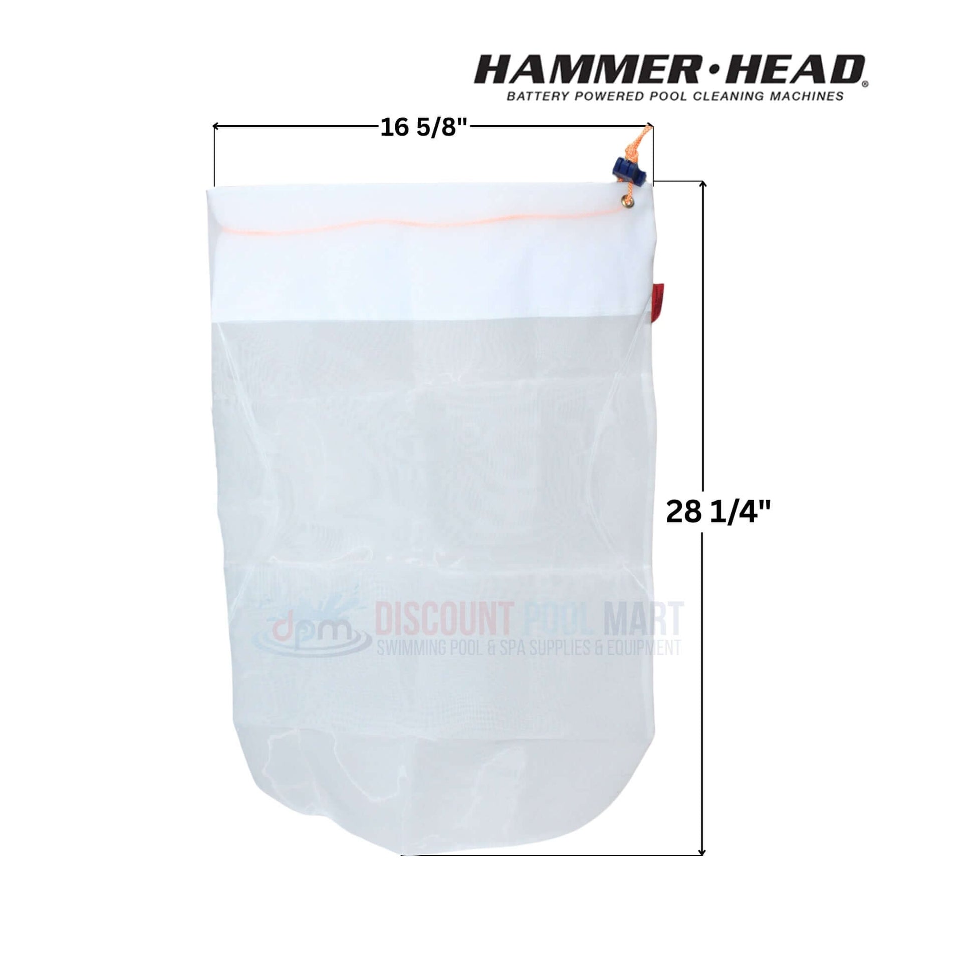 HH1506 | HammerHead Standard 25" Debris Bag shown in clear color, perfect for pool cleaning. Available at Discount Pool Mart.