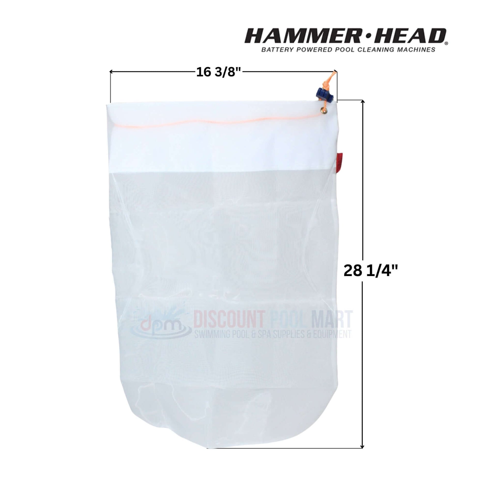 HH1508 | HammerHead Super Fine 25" Debris Bag shown from the front, transparent mesh for fine debris, available at Discount Pool Mart.
