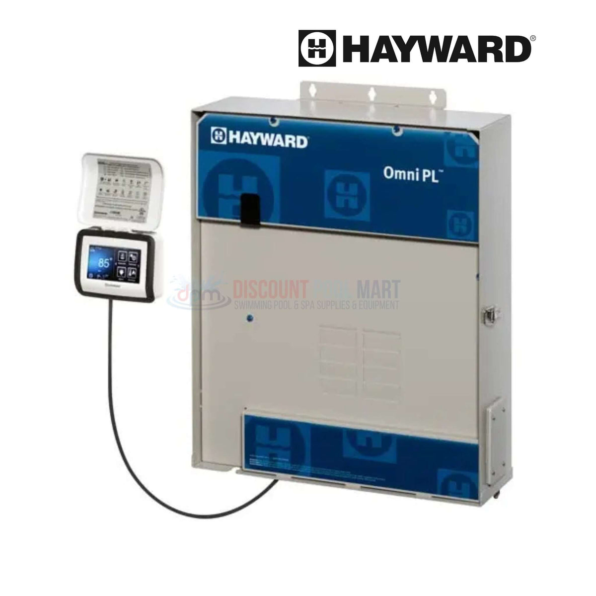 Hayward OmniPL 4 Relay Control System HLPLUS4W with TCELL940, showcasing the control panel and sleek design, available at Discount Pool Mart.