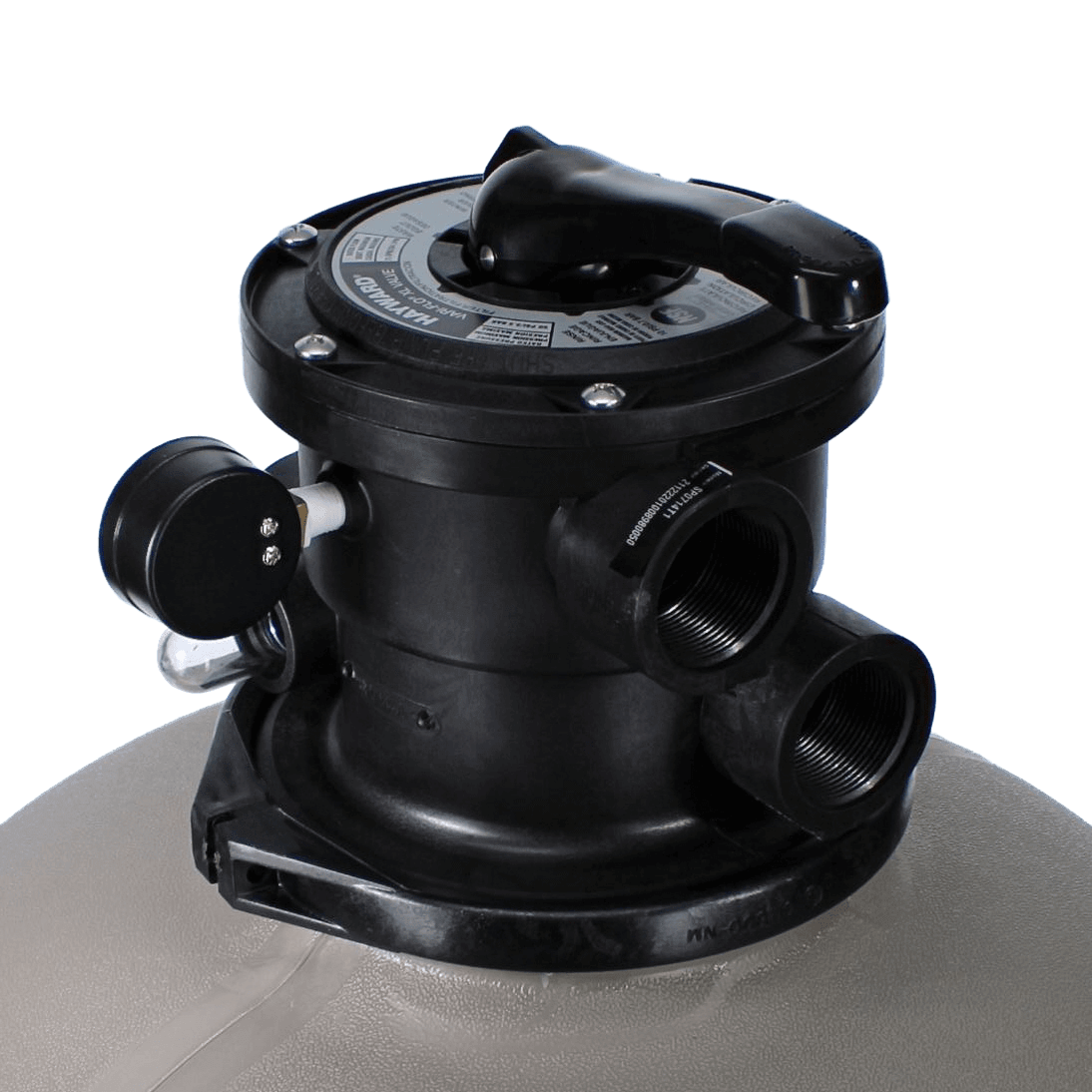 Hayward ProSeries 22" Sand Filter top mount valve and fittings for effective SOS pool water filtration.