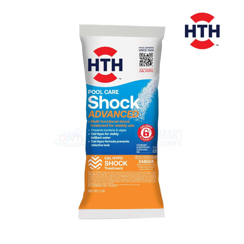 HTH Pool Care Shock Advanced 1lb 52035 for crystal-clear pool water, from Discount Pool Mart, multi-functional shock treatment.