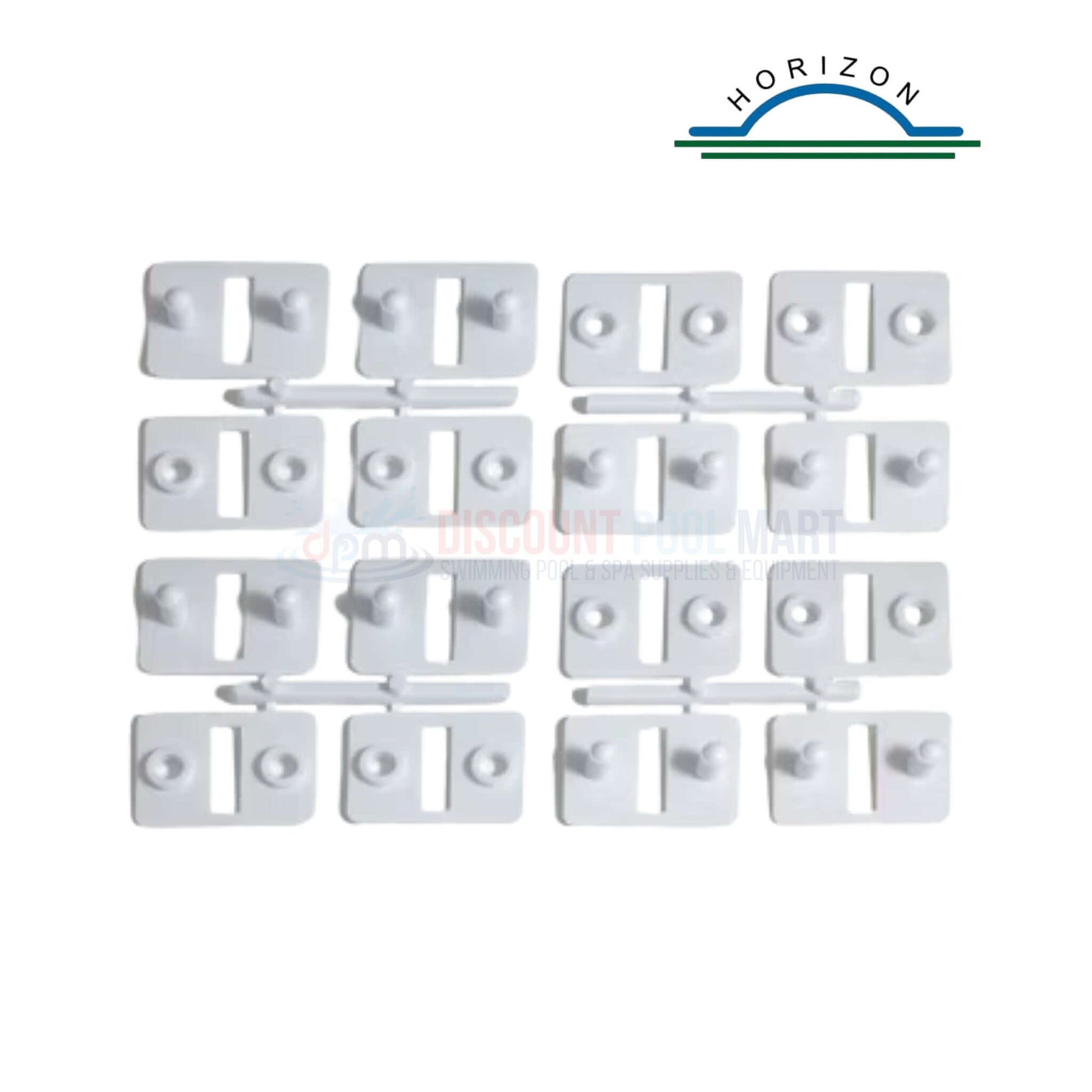 Horizon HV-7010 cover plate kit for solar blanket attachment, 16 white plastic pieces, pool supplies from Discount Pool Mart.