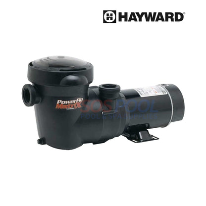 Hayward 1 HP PowerFlo Matrix Pool Pump | W3SP1592 viewed from the side, black color, designed for quiet performance and efficiency.