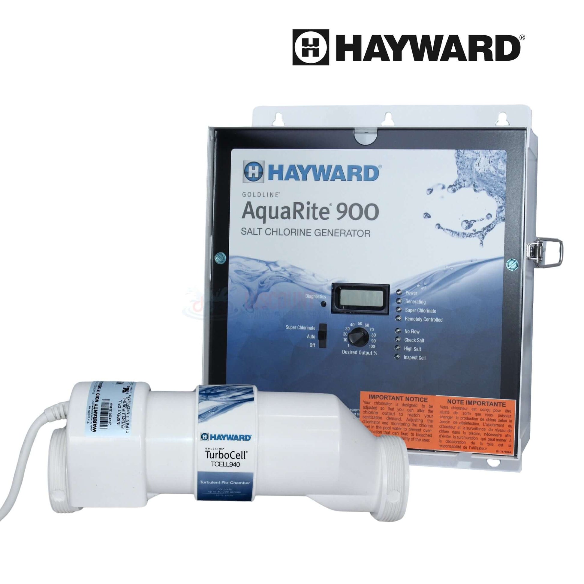 HAYWARD AquaRite 900 Chlorinator Salt System for pools up to 40,000 gallons - AQR940 | Discount Pool Mart DPM