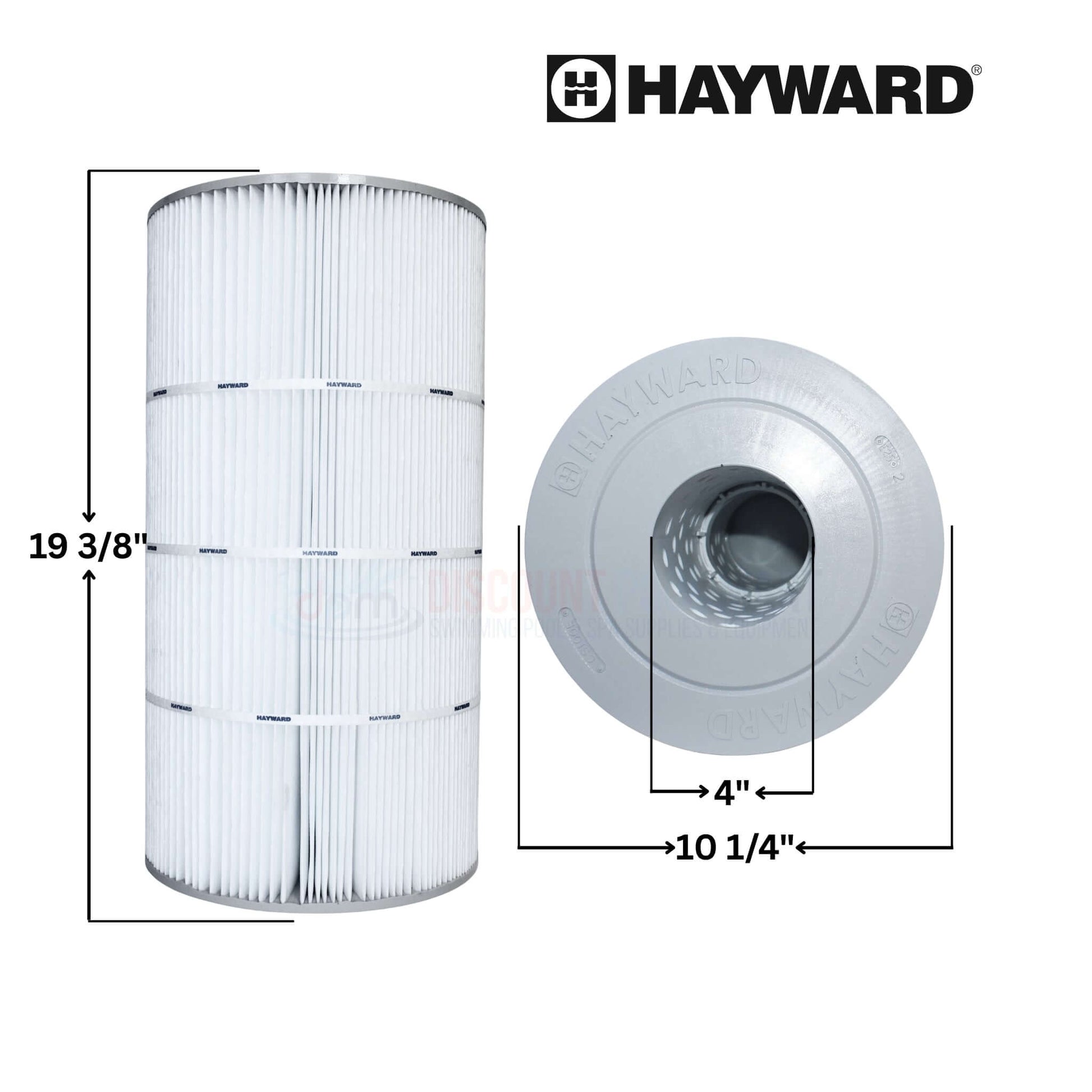Hayward CX100XRE Cartridge for SwimClear C100S, 100 sq ft filter, measuring 19-3/8" x 10-1/4" for pool systems.