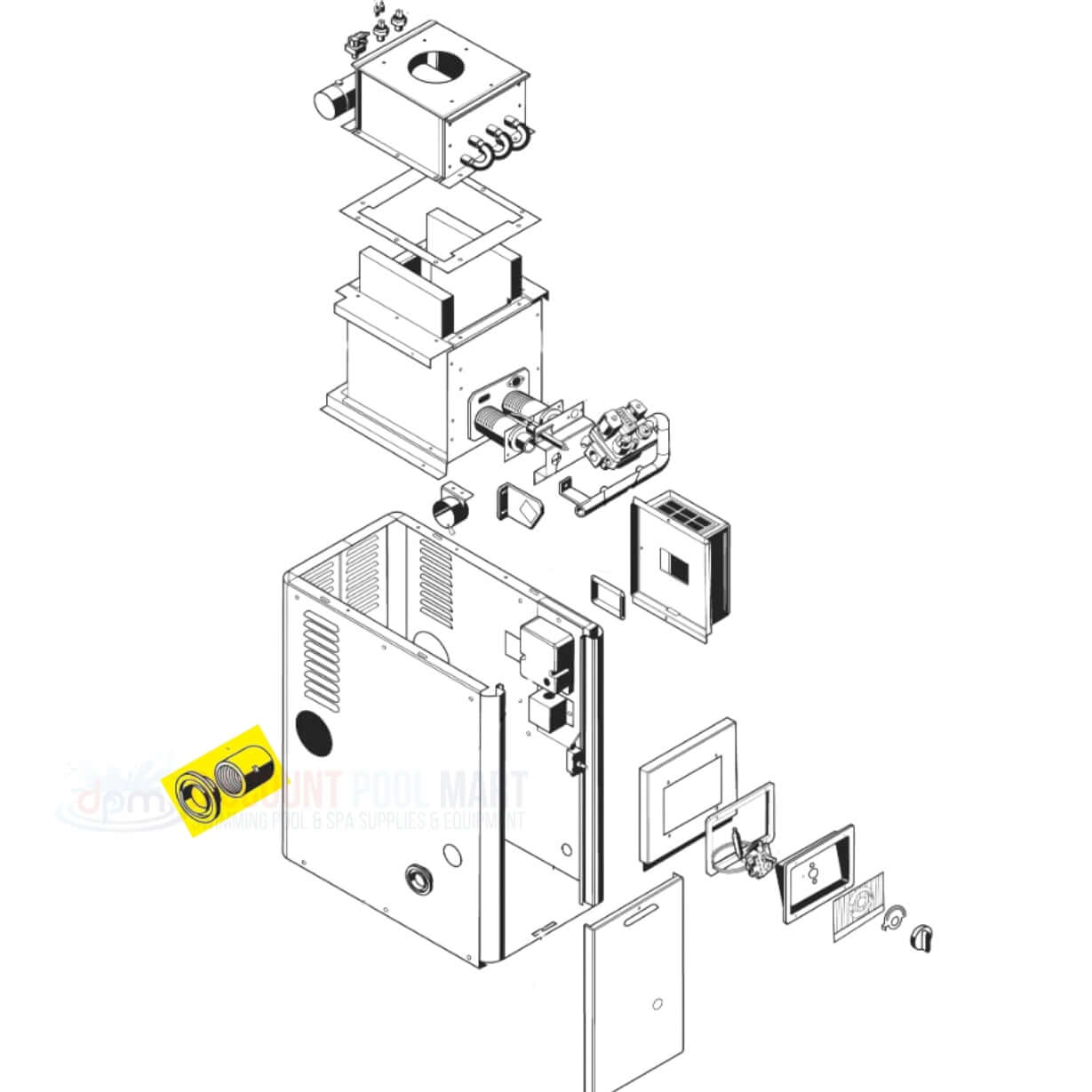 Exploded view diagram of Hayward Coupling with Grommets IDXCPG1931 for H-Series Induced Draft Heaters at Discount Pool Mart DPM.