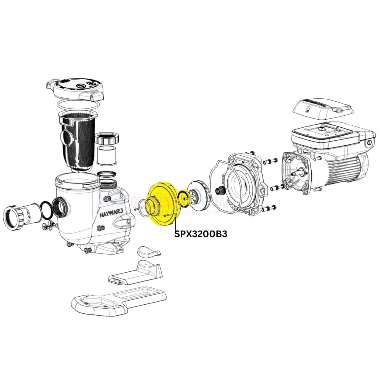 Diagram of Hayward SPX3200B3 diffuser for TriStar and EcoStar pumps, available at Discount Pool Mart DPM.