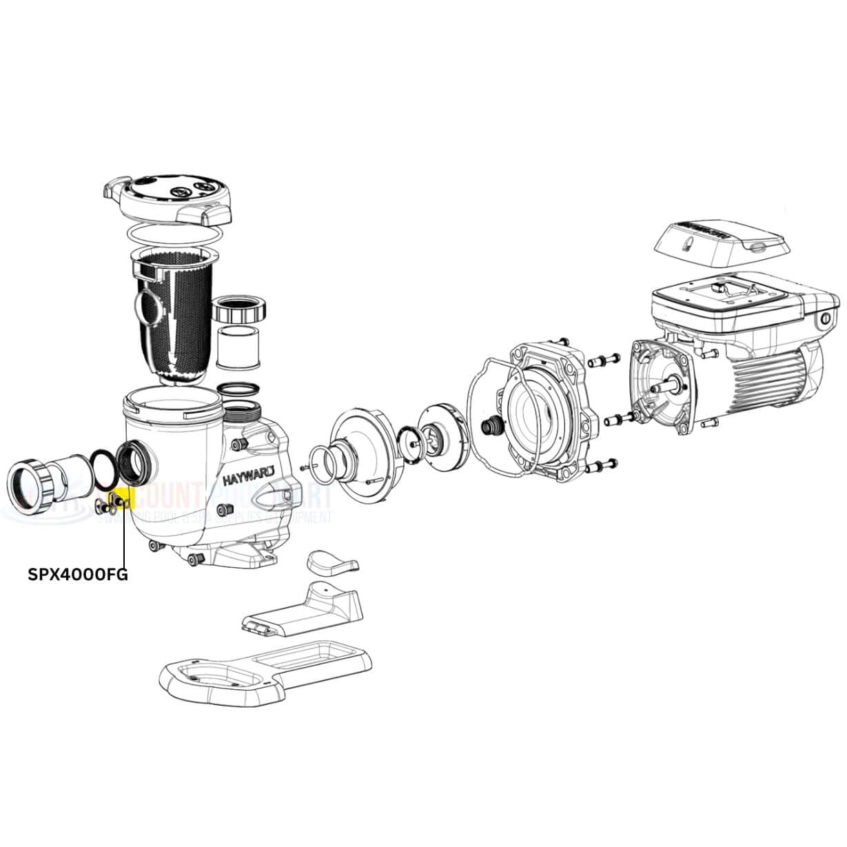 Hayward Drain Plug SPX4000FG assembly diagram with O-ring for Universal H-Series heaters by Discount Pool Mart DPM.