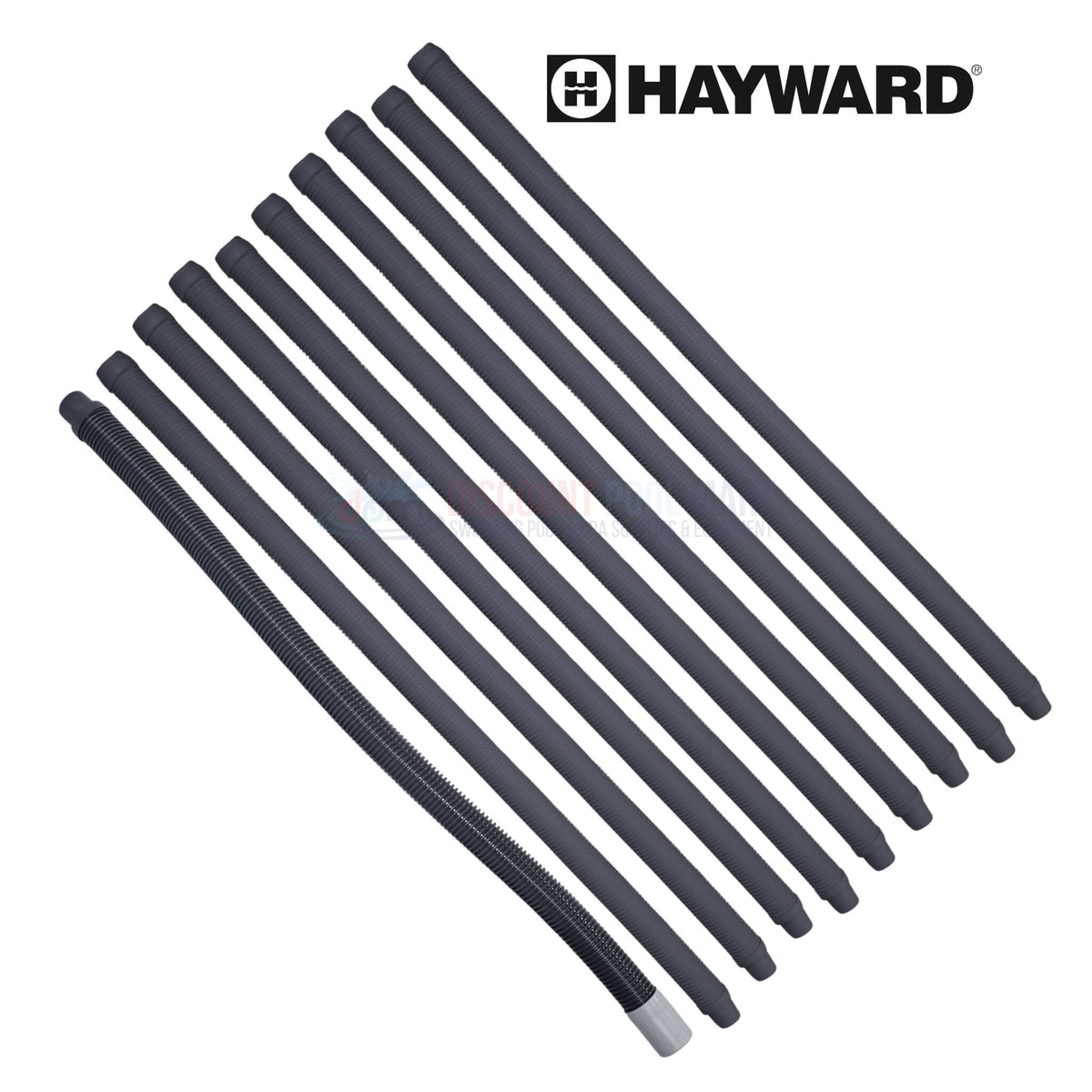 Hayward Gray Hose Kit PVCHK1900GR with 1 leader hose and 9 connectors for pool cleaners from Discount Pool Mart DPM.
