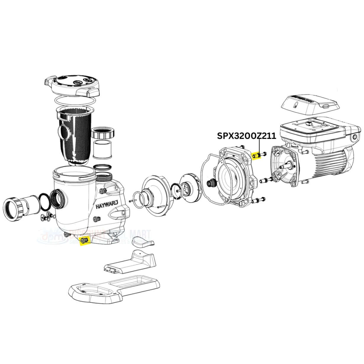 Hayward SPX3200Z211 seal plate spacer kit components for TriStar and EcoStar pumps at Discount Pool Mart DPM.