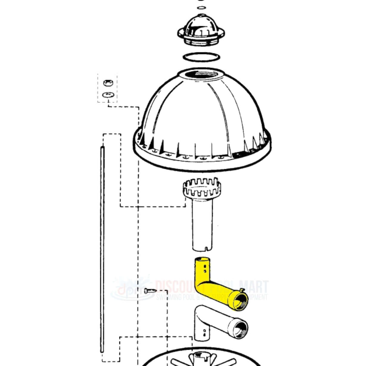 Diagram of Hayward SX200C Internal Diffuser Elbow Pipe for S200 Sand Filters - Discount Pool Mart DPM