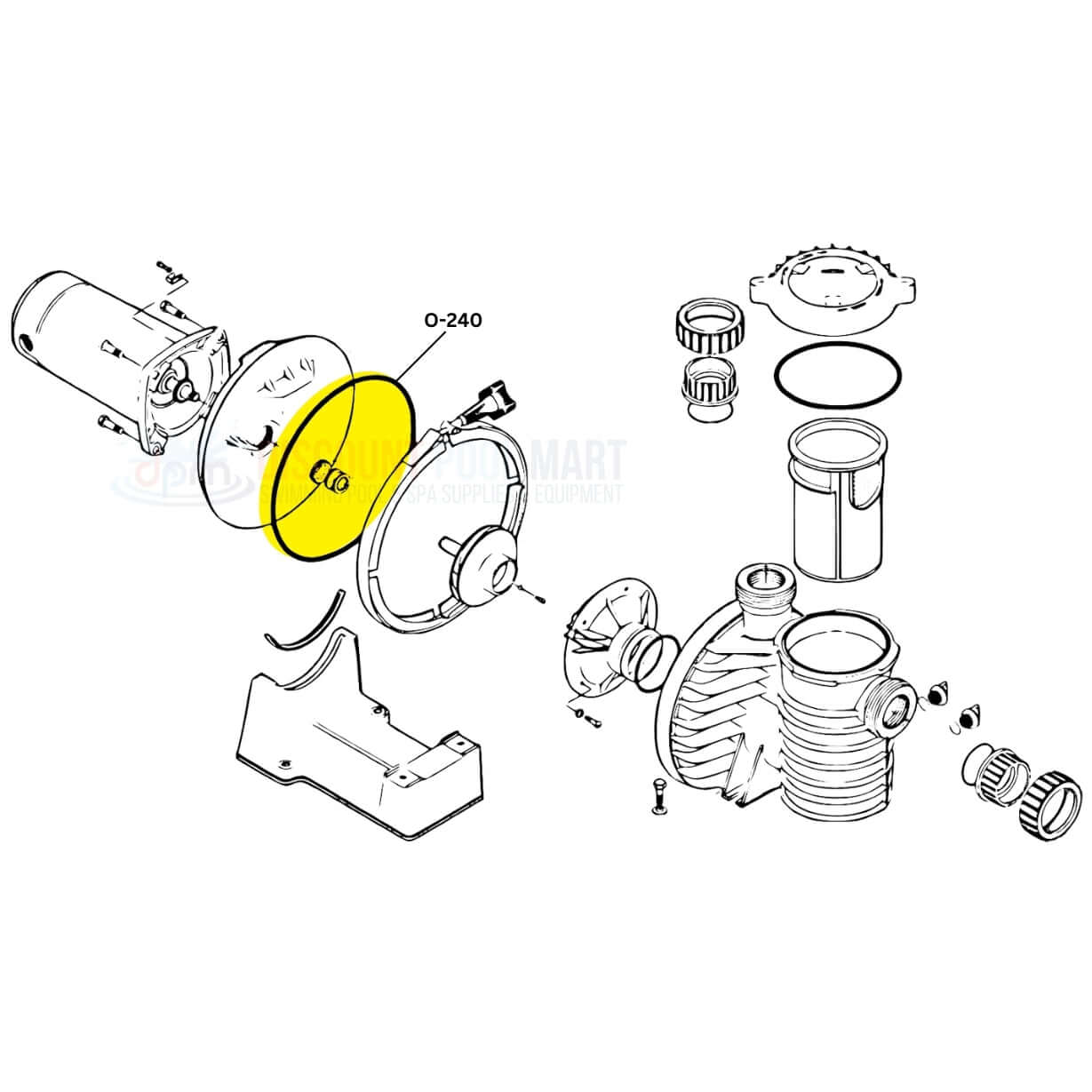 Hayward ProGrid Filter O-Ring replacement parts diagram, O-240, from Discount Pool Mart DPM for pool filtration systems.