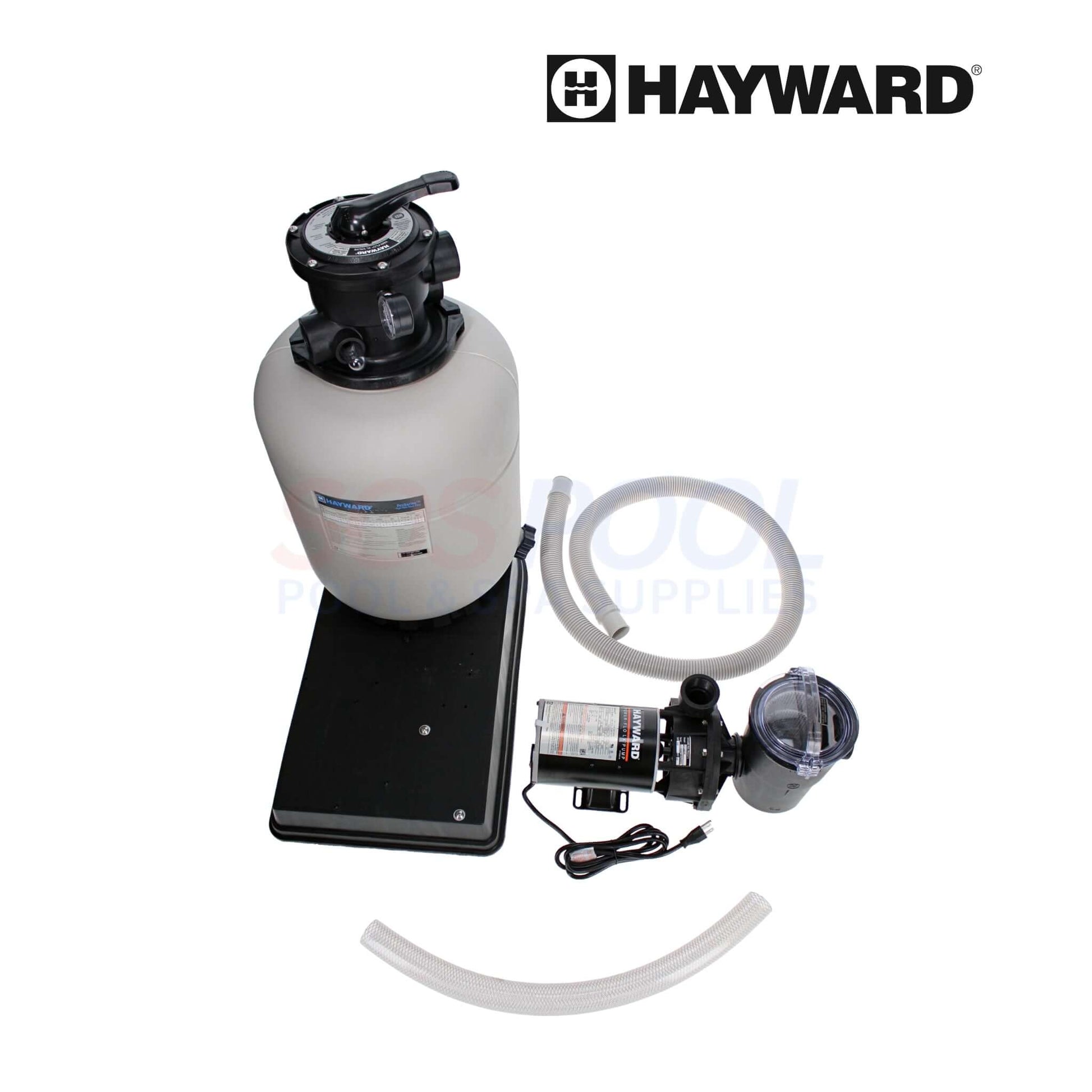 Hayward ProSeries 16" Sand Filter System with 1 HP Power-Flo LX Pump for above-ground pools, SOS Pool supplies.