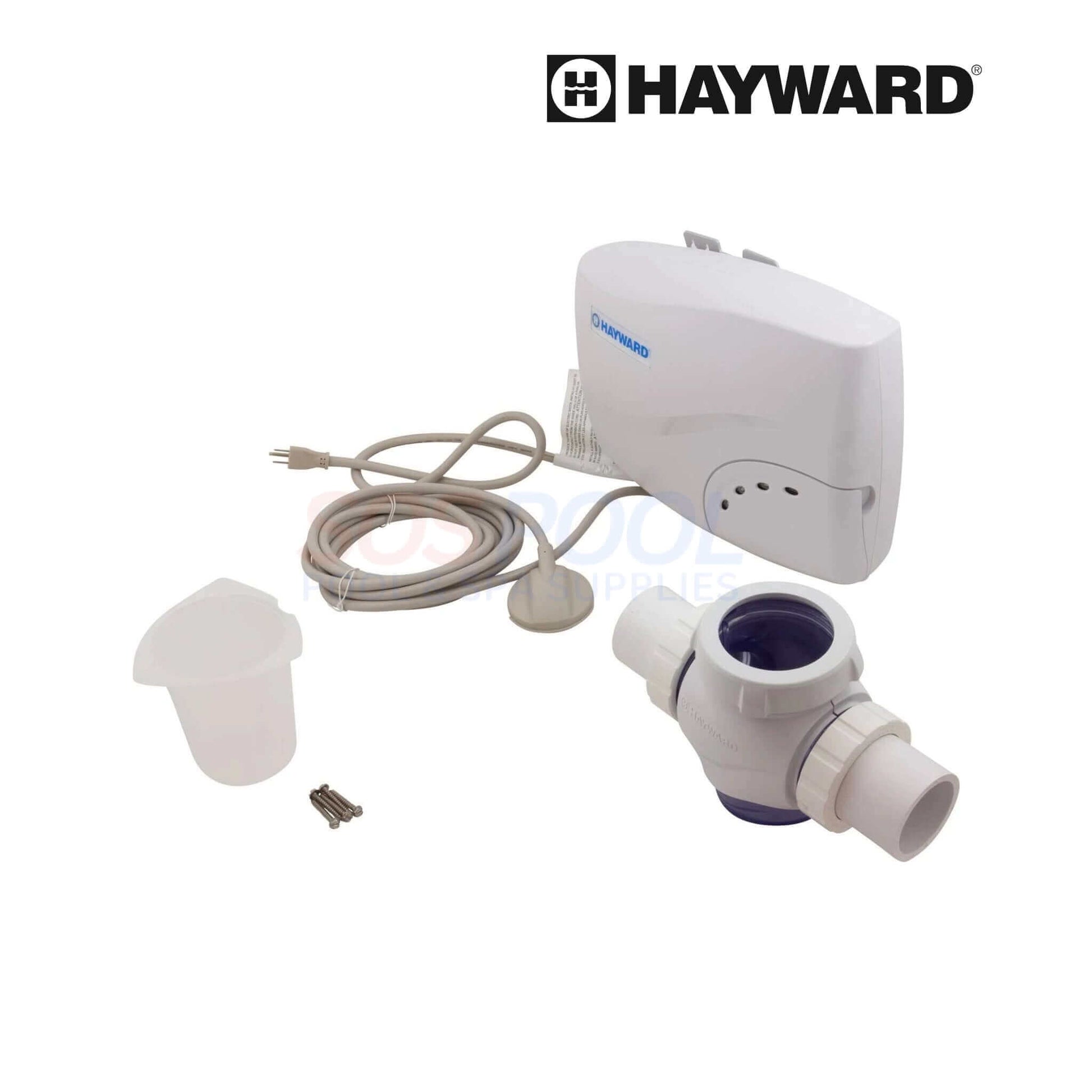 Hayward Salt & Swim 3C PRO Control Unit W3SAS-PRO components including control unit, salt cell, and accessories for SOS Pool.