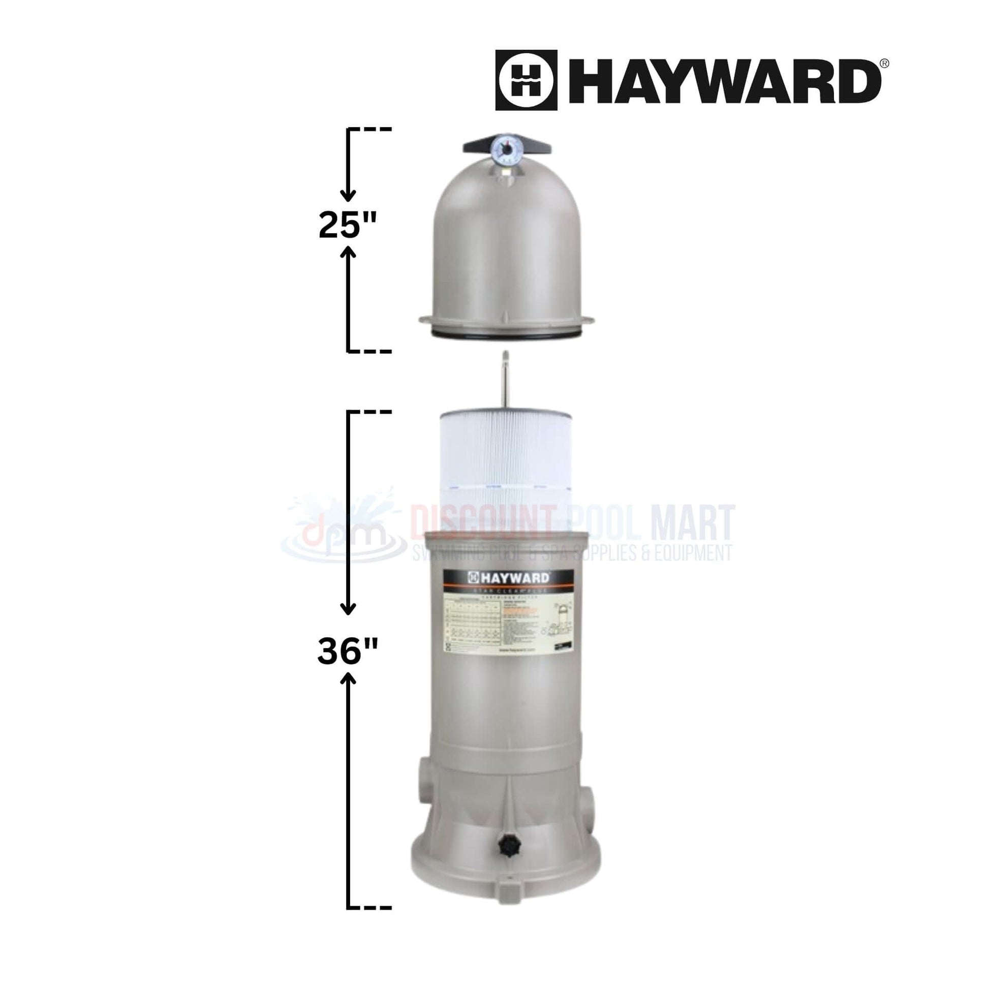 Hayward Star-Clear Plus Pool & Spa Cartridge Filter, 36" high, 25" diameter, 120 sq. ft. filtration. Available at Discount Pool Mart DPM.