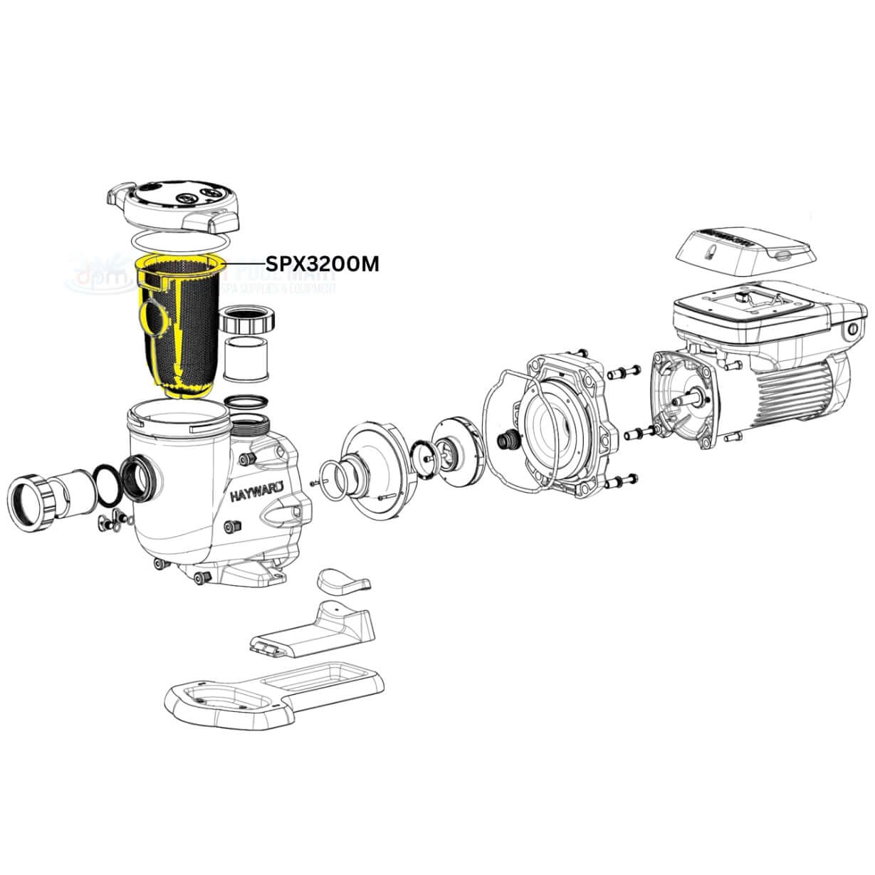 Hayward Strainer Basket SPX3200M diagram showing parts for TriStar and EcoStar pumps available at Discount Pool Mart DPM.