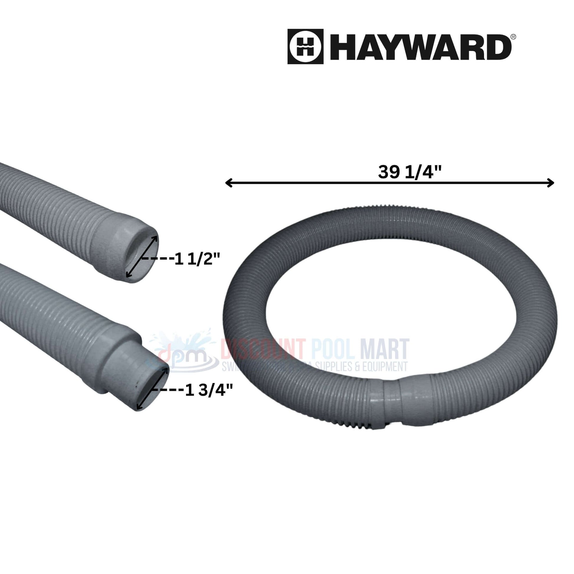 Hayward pool cleaner hoses, 39 1/4 inches, 1 1/2 and 1 3/4 inch diameters, available at Discount Pool Mart DPM.