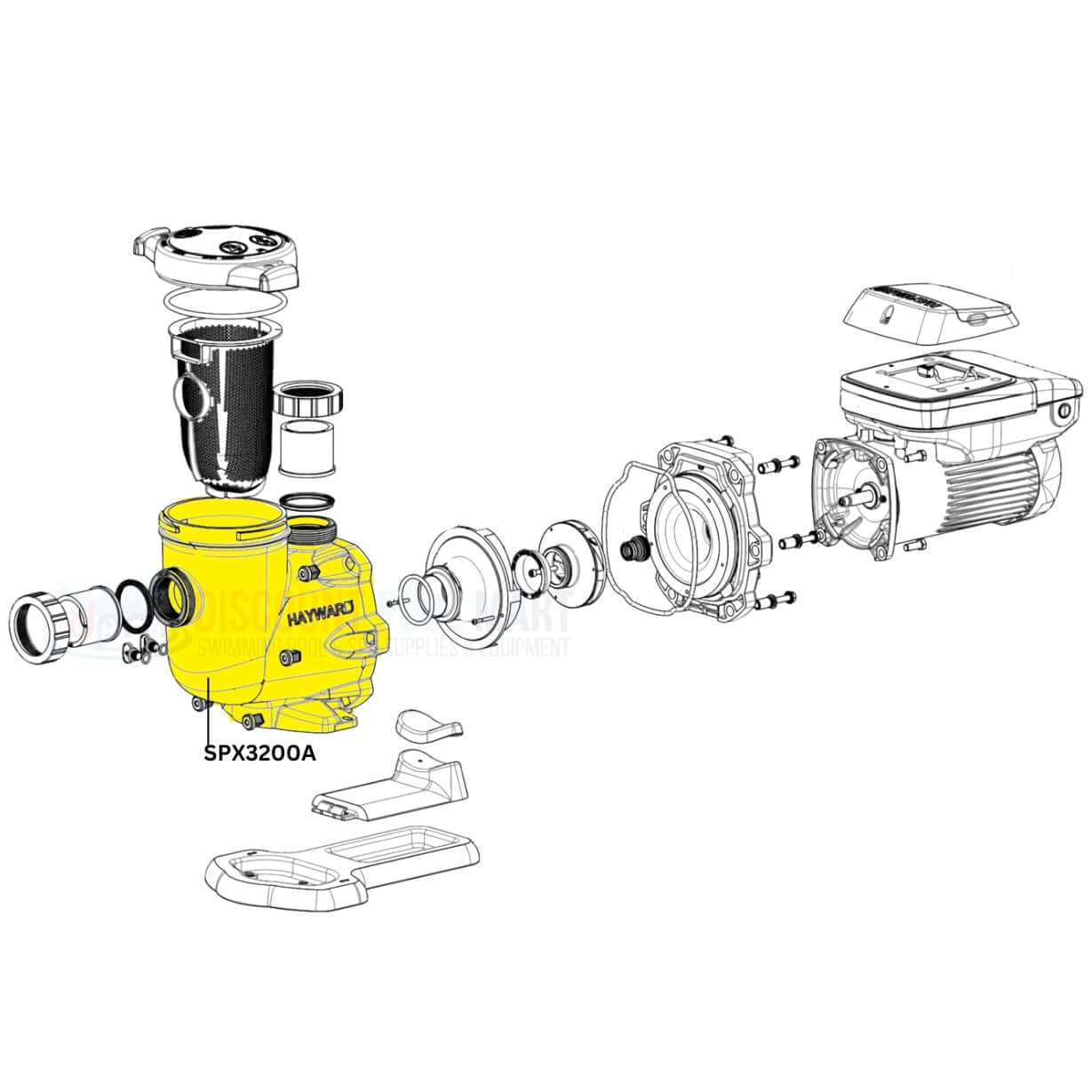 Hayward Tristar Pump Housing EcoStar SPX3200A exploded view illustration for Discount Pool Mart DPM