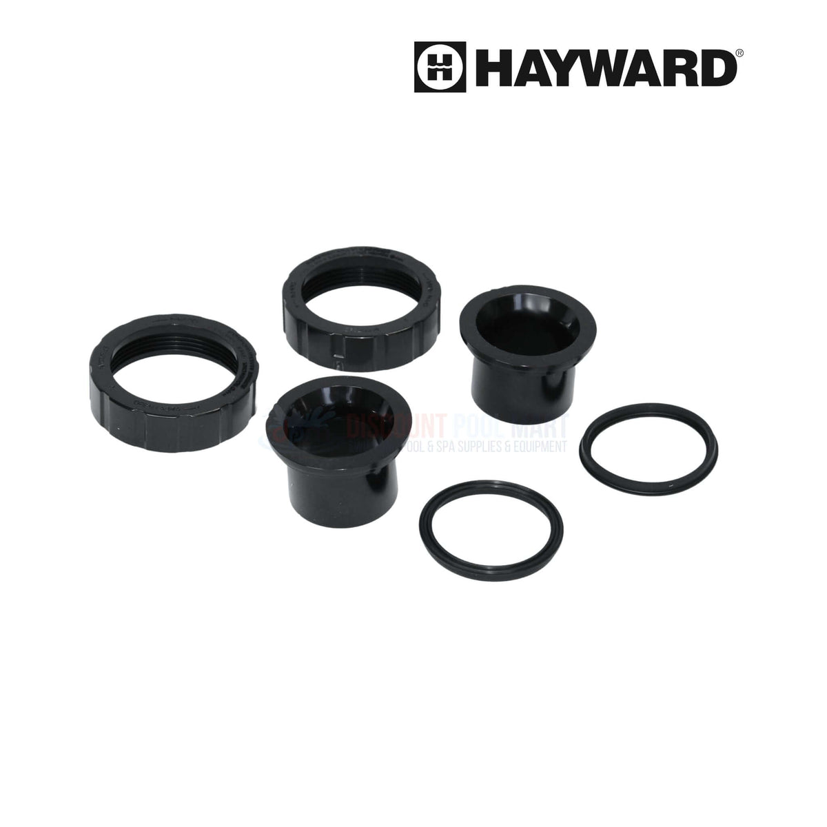 Hayward Union Connector Kit components for Max-Flo II pumps, including nuts and gaskets, SPX2700UNKIT, Discount Pool Mart DPM