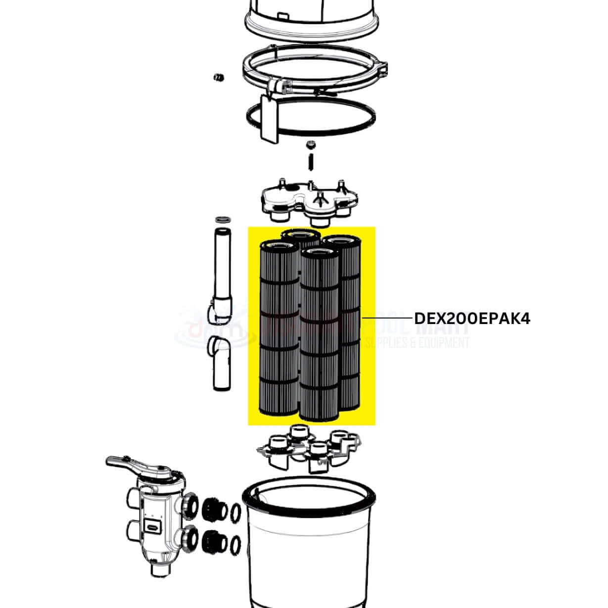 Hayward DEX200EPAK4 cartridge 4-pack for DEP80 filters, Durable performance from Discount Pool Mart DPM.