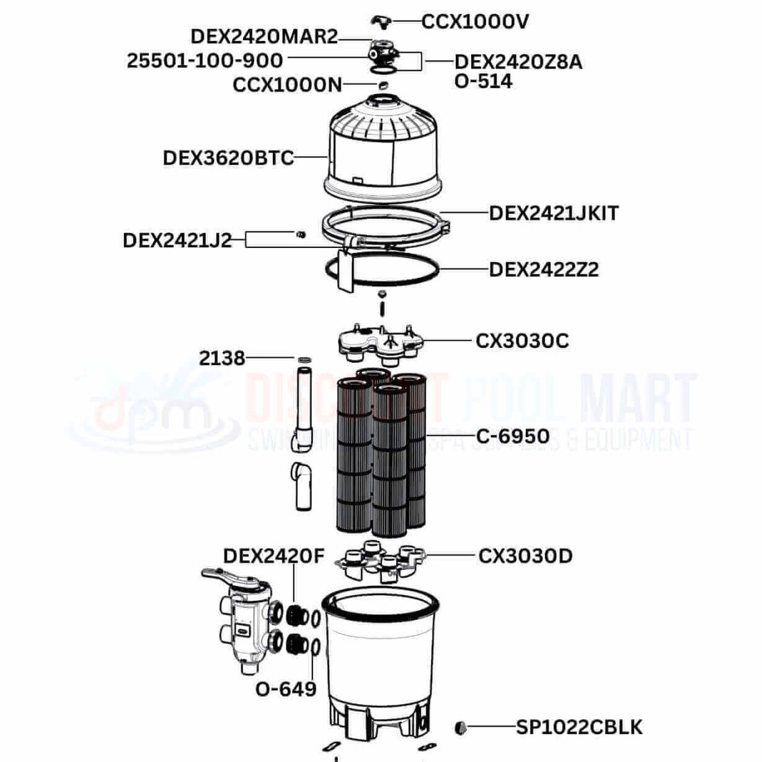 Hayward DEP 500 Series DEP60 Filter Replacement Parts Diagram