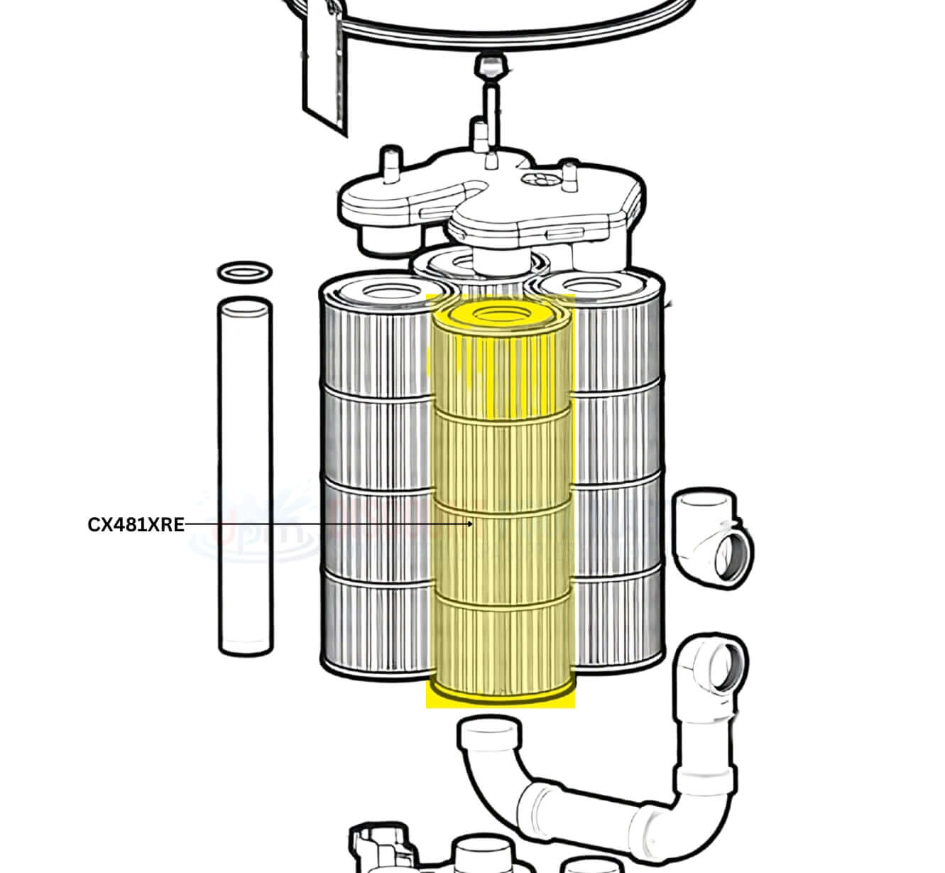 Hayward Filter Cartridge CX481XRE diagram for SwimClear C2030; essential for pool maintenance. Discount Pool Mart DPM.
