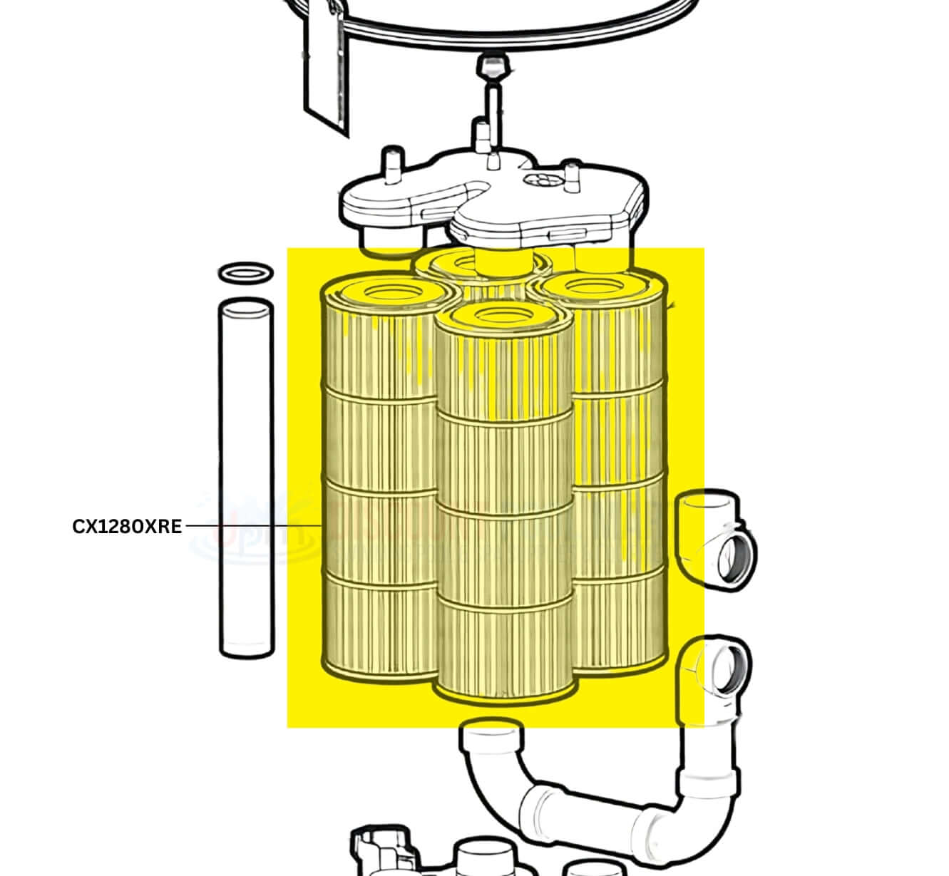 Diagram of Hayward Filter Cartridge CX1280XRE for SwimClear C5030, provided by Discount Pool Mart DPM.