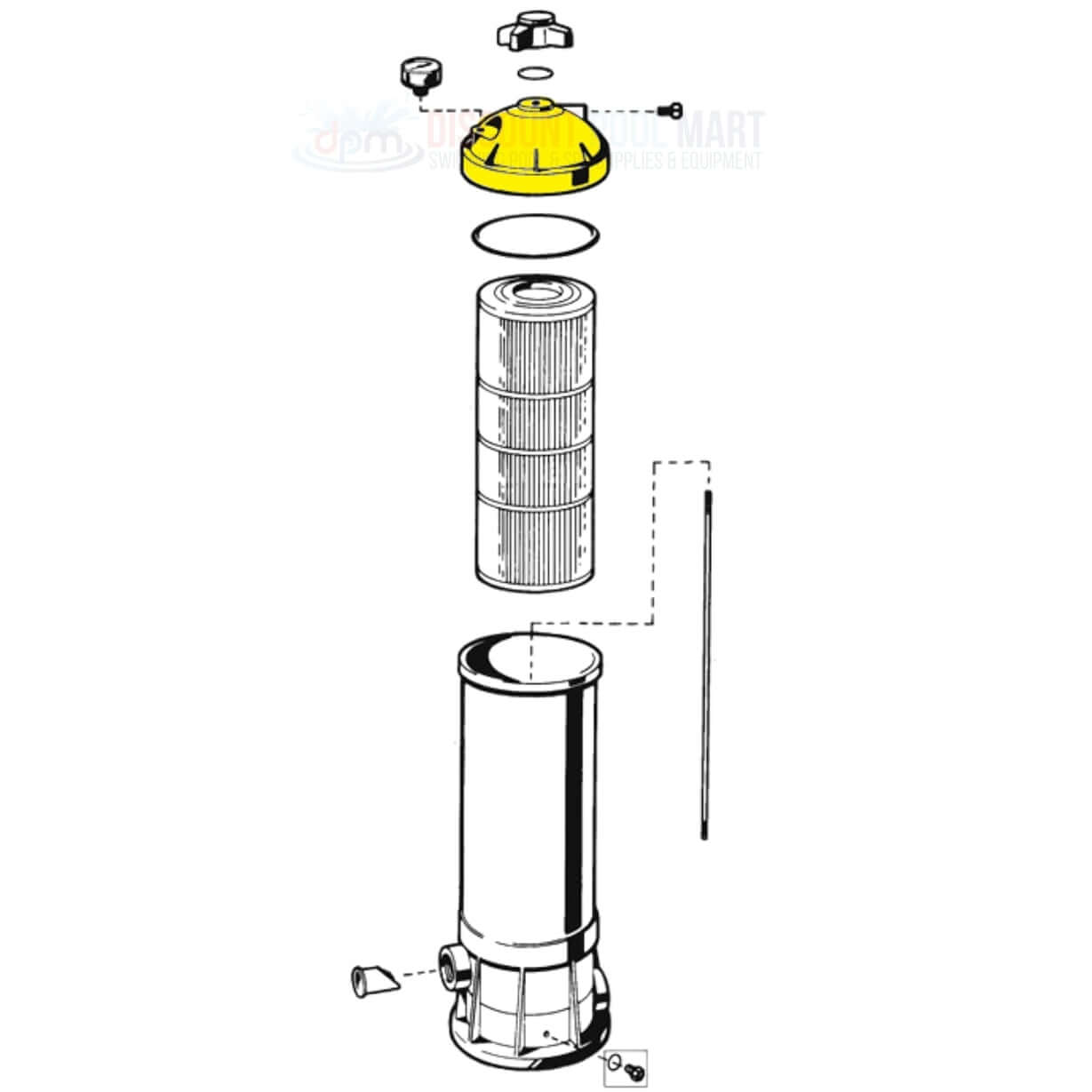 Hayward Filter Head Dome with Air Relief Valve CX250C for Star-Clear Filters from Discount Pool Mart DPM, including components.