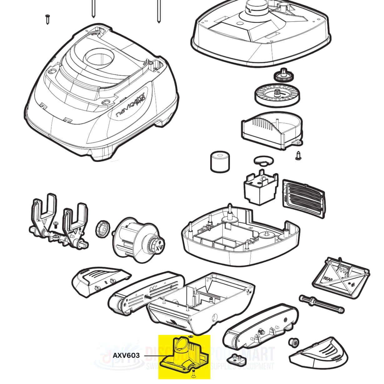 Hayward AXV603 Fixed Access Cover Assembly diagram for Navigator Pool Vac Cleaners at Discount Pool Mart DPM.