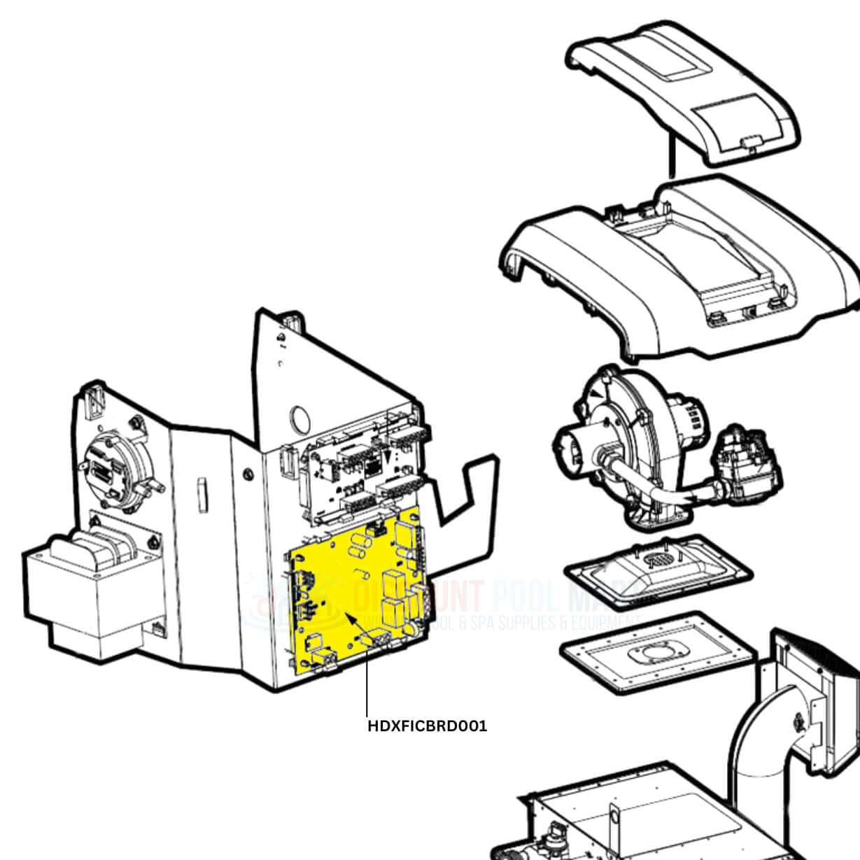 Hayward Ignition Control Board HDXFICBRD001 for HDF400 heaters, available at Discount Pool Mart DPM.