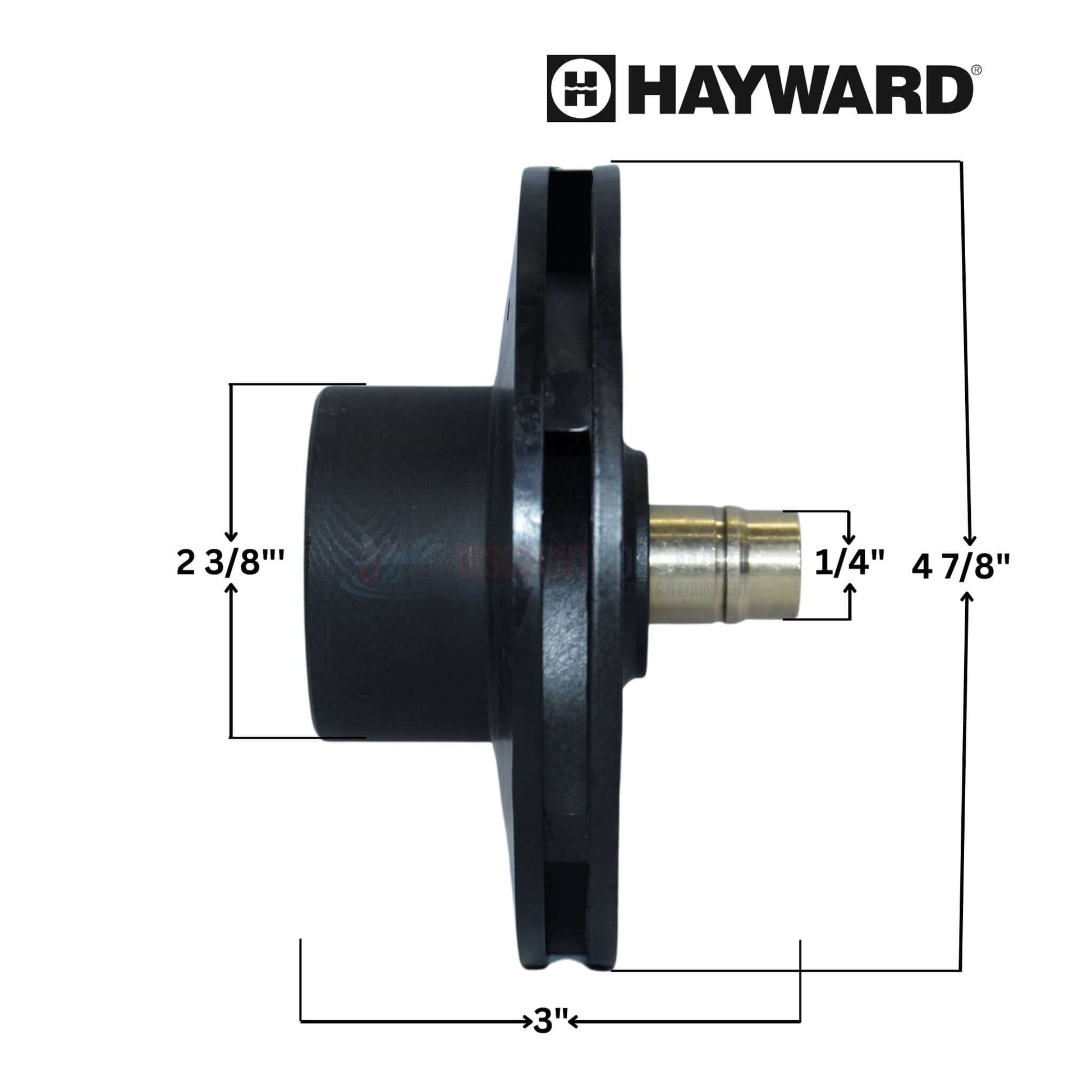 Hayward impeller SPX3016C with dimensions; compatible with Super II Pumps; 1.5HP; Discount Pool Mart DPM