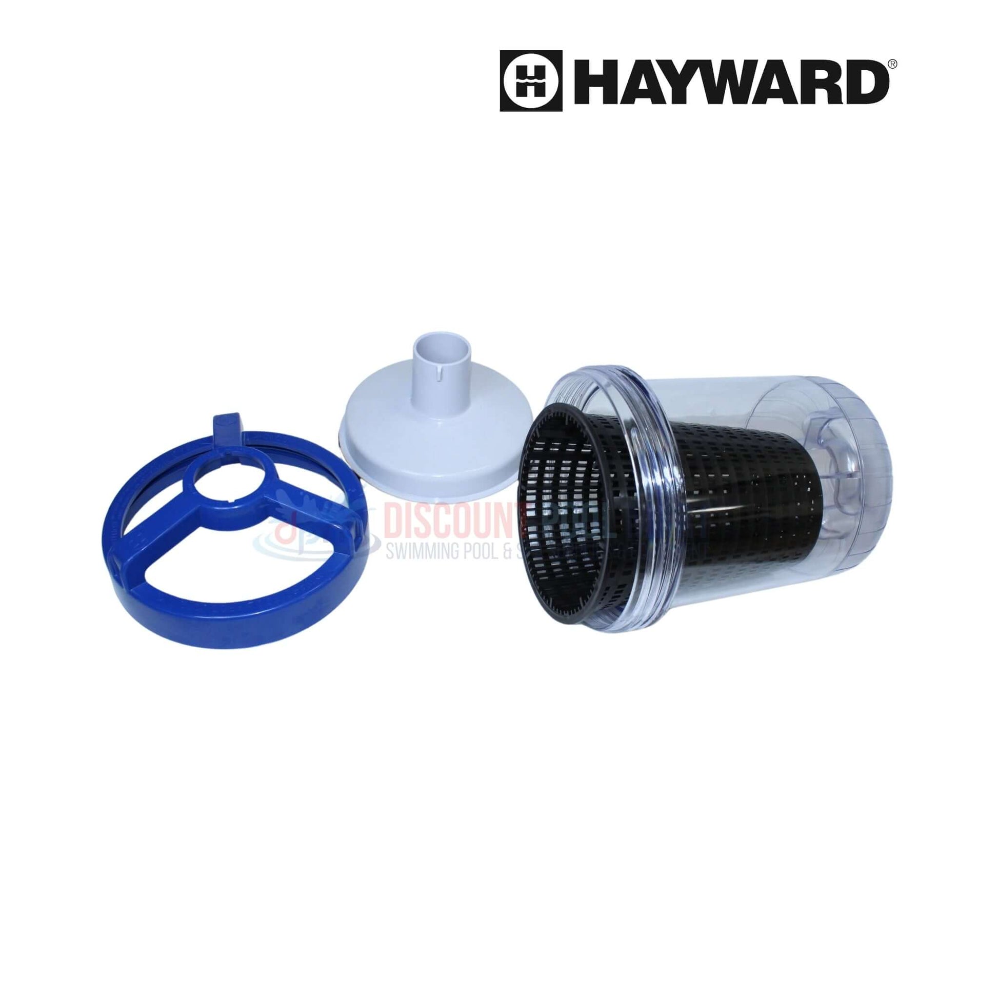 Hayward Leaf Canister W560 with basket for suction cleaner by Discount Pool Mart DPM, showing clear canister and lid.