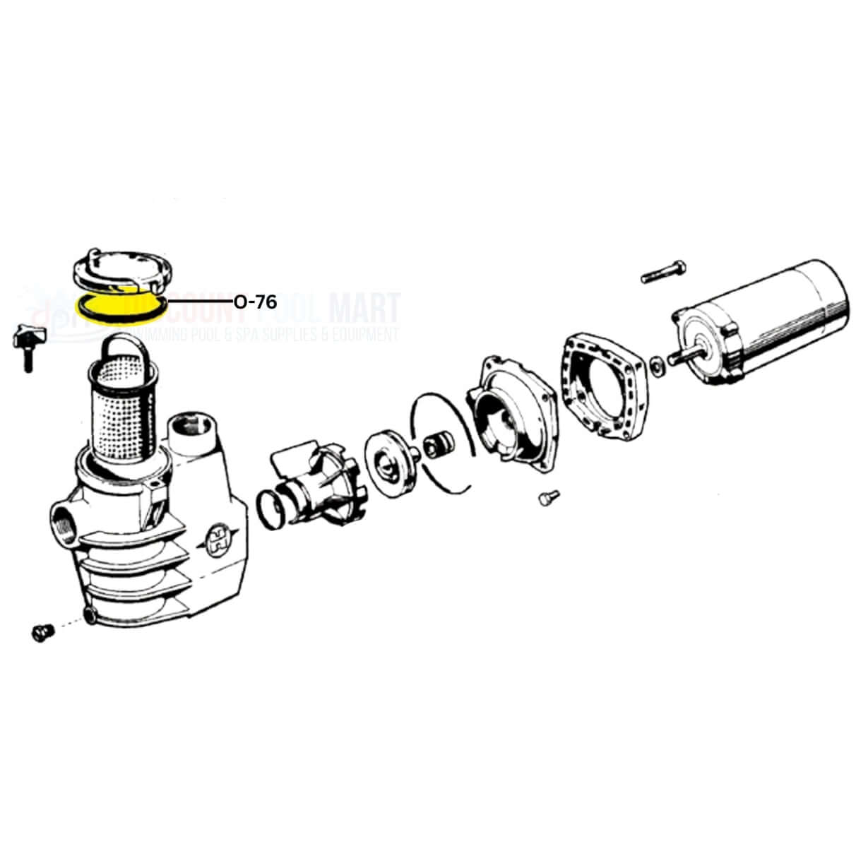 Hayward Max-Flo Pump O-Ring O-76 replacement part diagram, from Discount Pool Mart DPM for leak prevention and pump performance.