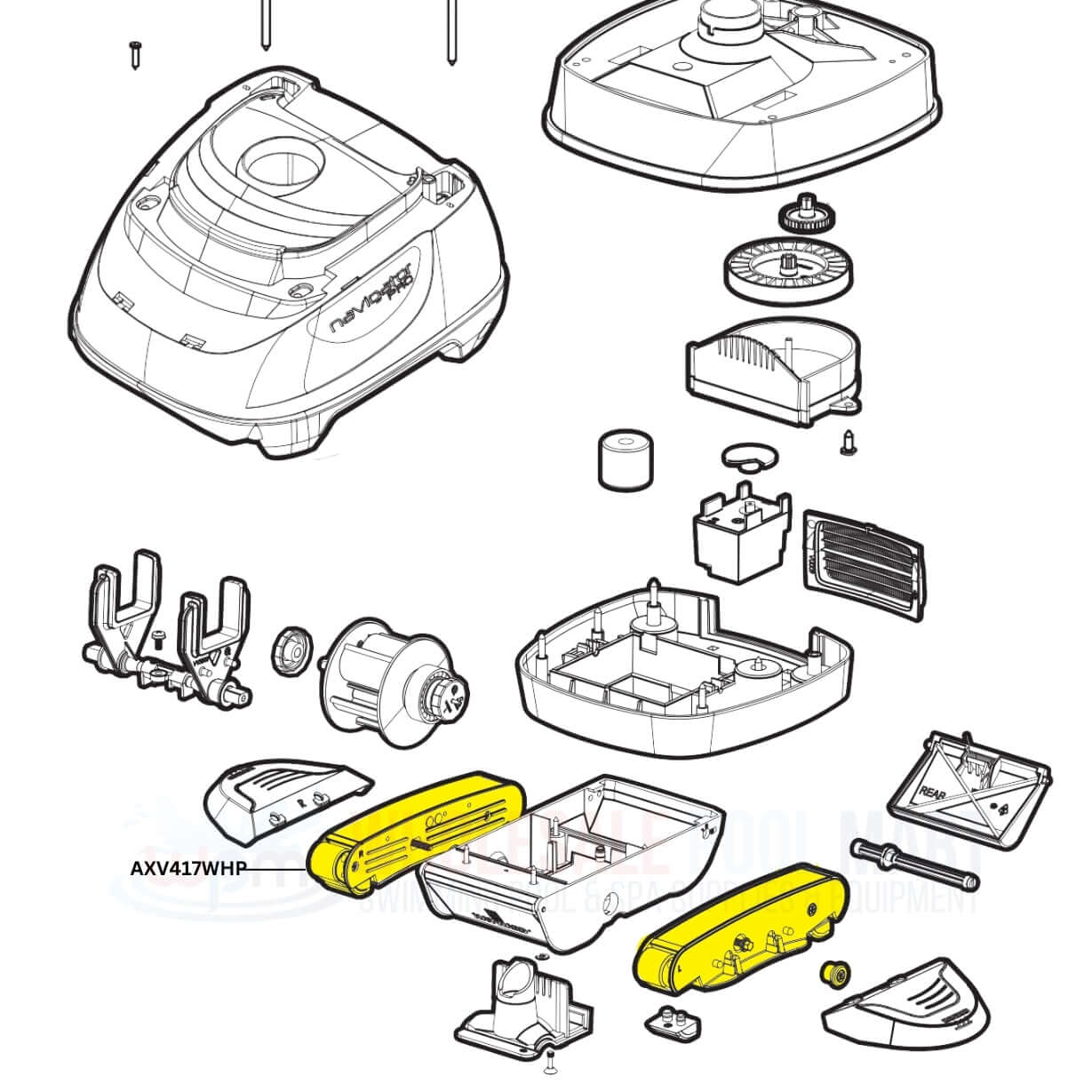 Hayward AXV417WHP Pod Kit parts diagram for Navigator pool vac cleaners, available at Discount Pool Mart DPM.