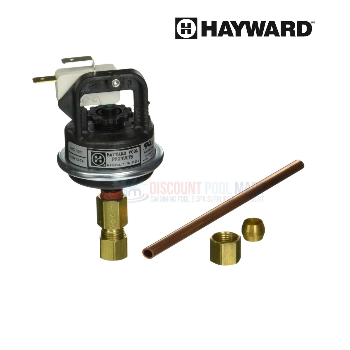 Hayward Pressure Switch Assembly HAXPSA1930 from Discount Pool Mart DPM for H-Series ED1 ED2 heaters.