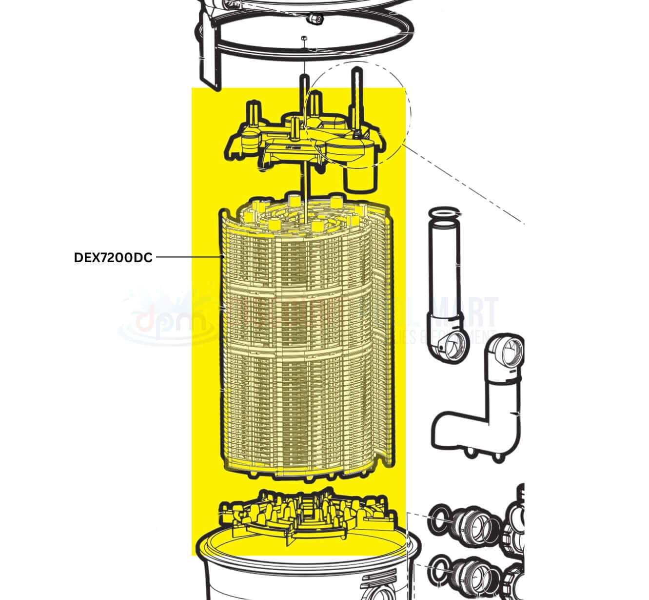 Hayward ProGrid Filter Element Assembly DEX7200DC for 72 sq. ft. filtration at Discount Pool Mart DPM.