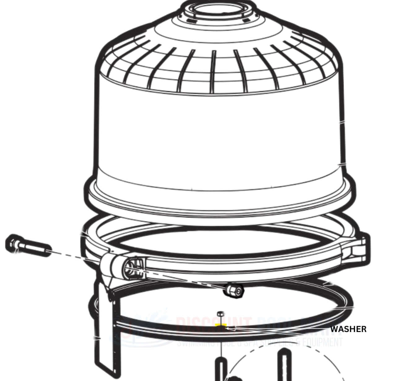 Hayward ProGrid Filter internal stainless steel washer setup illustration | ECX1109 | Discount Pool Mart DPM