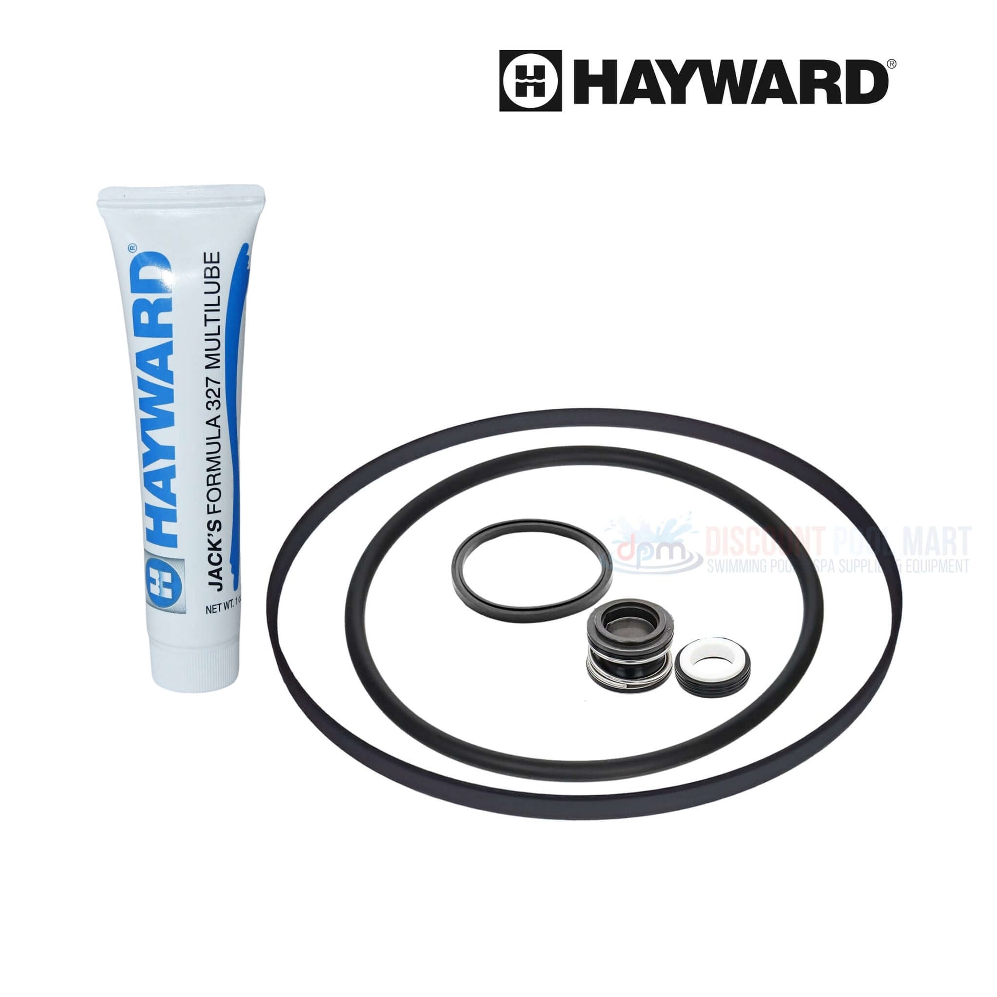 Hayward Quick Fix Kit components including O-rings and Jack's lube, compatible with Super II Pumps, SKU SPXHKIT2, from Discount Pool Mart DPM.