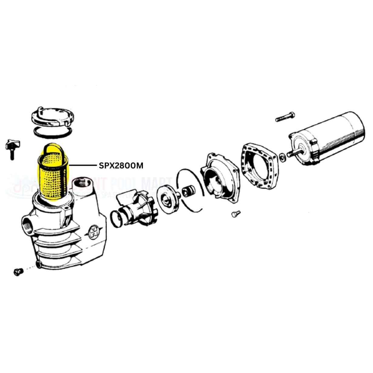 Hayward Strainer Basket SPX2800M diagram for Max-Flo Pumps at Discount Pool Mart DPM for optimal pool performance.