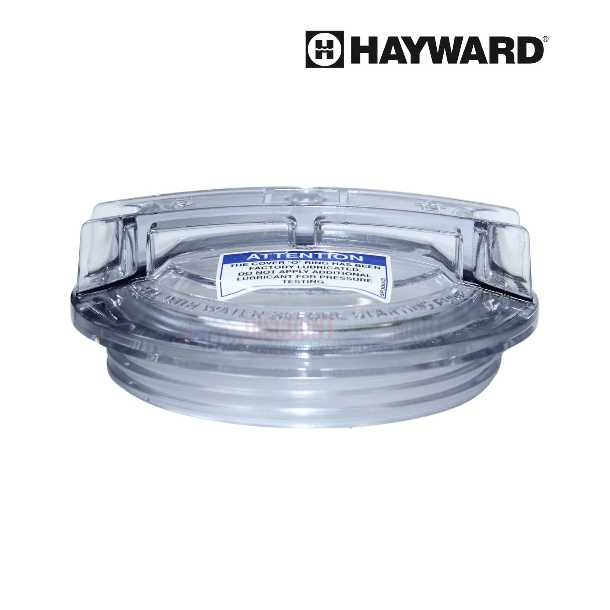 Hayward Strainer Cover Lid SPX3100D for Super II Pumps at Discount Pool Mart DPM, clear threaded design for easy visibility.